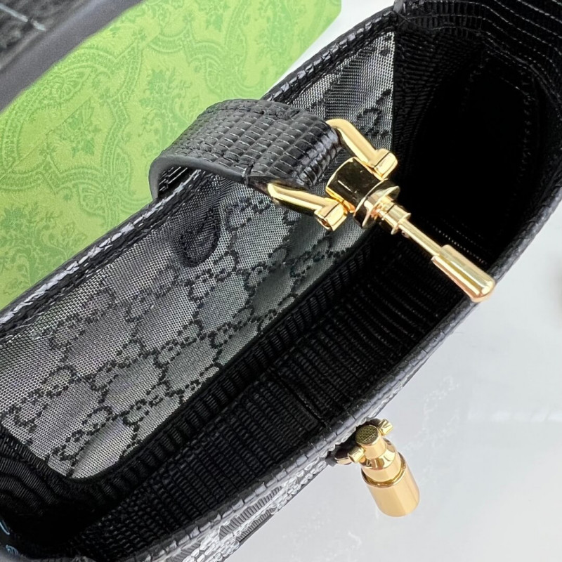 Replica Gucci Jackie 1961 Mini Crystal Gg Lizard Bag 677027 Black1:1High-quality replica