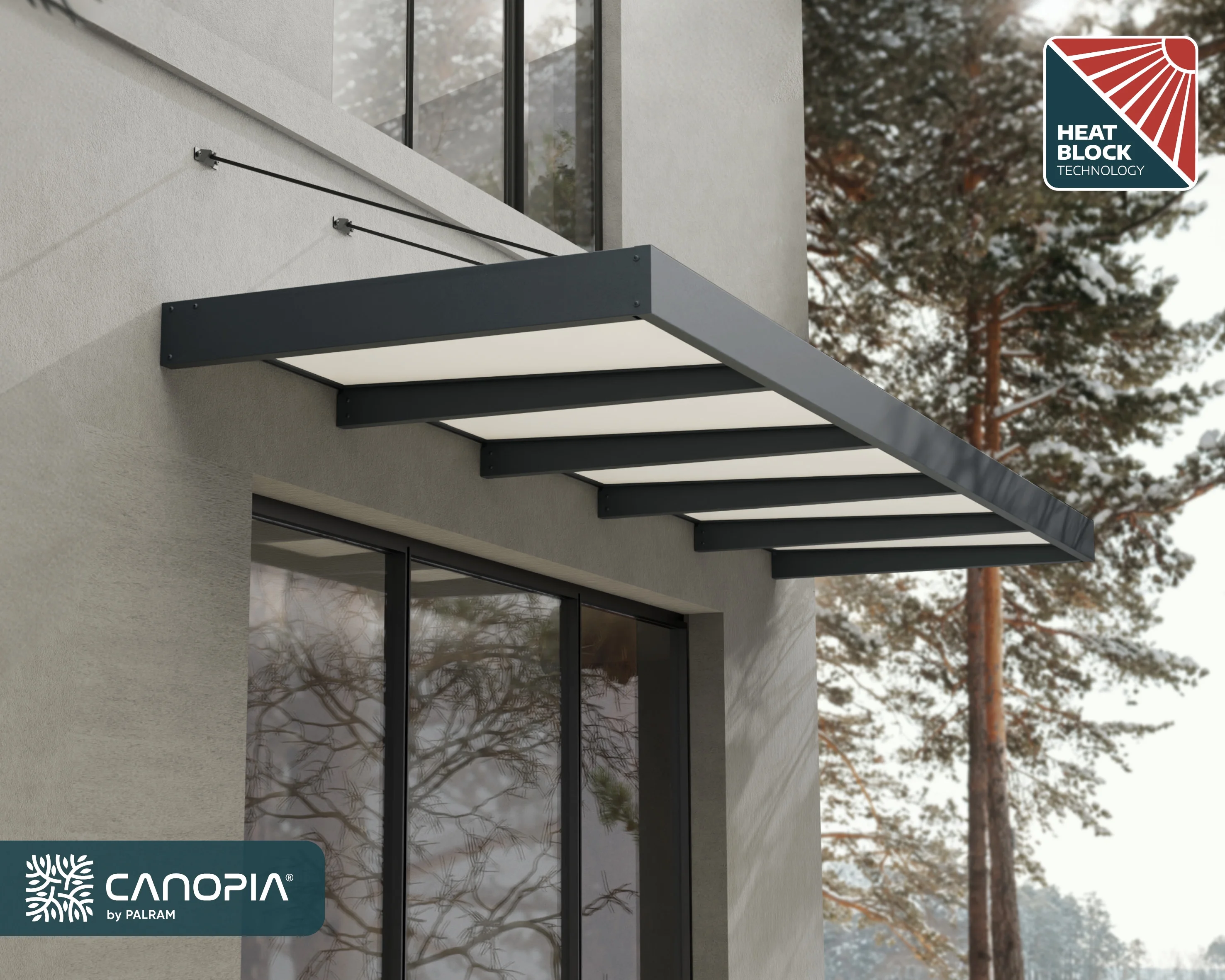 Palram - Canopia Sophia XL 2000 6' x 5' Acrylic Awning - Gray/Mist - Image 25