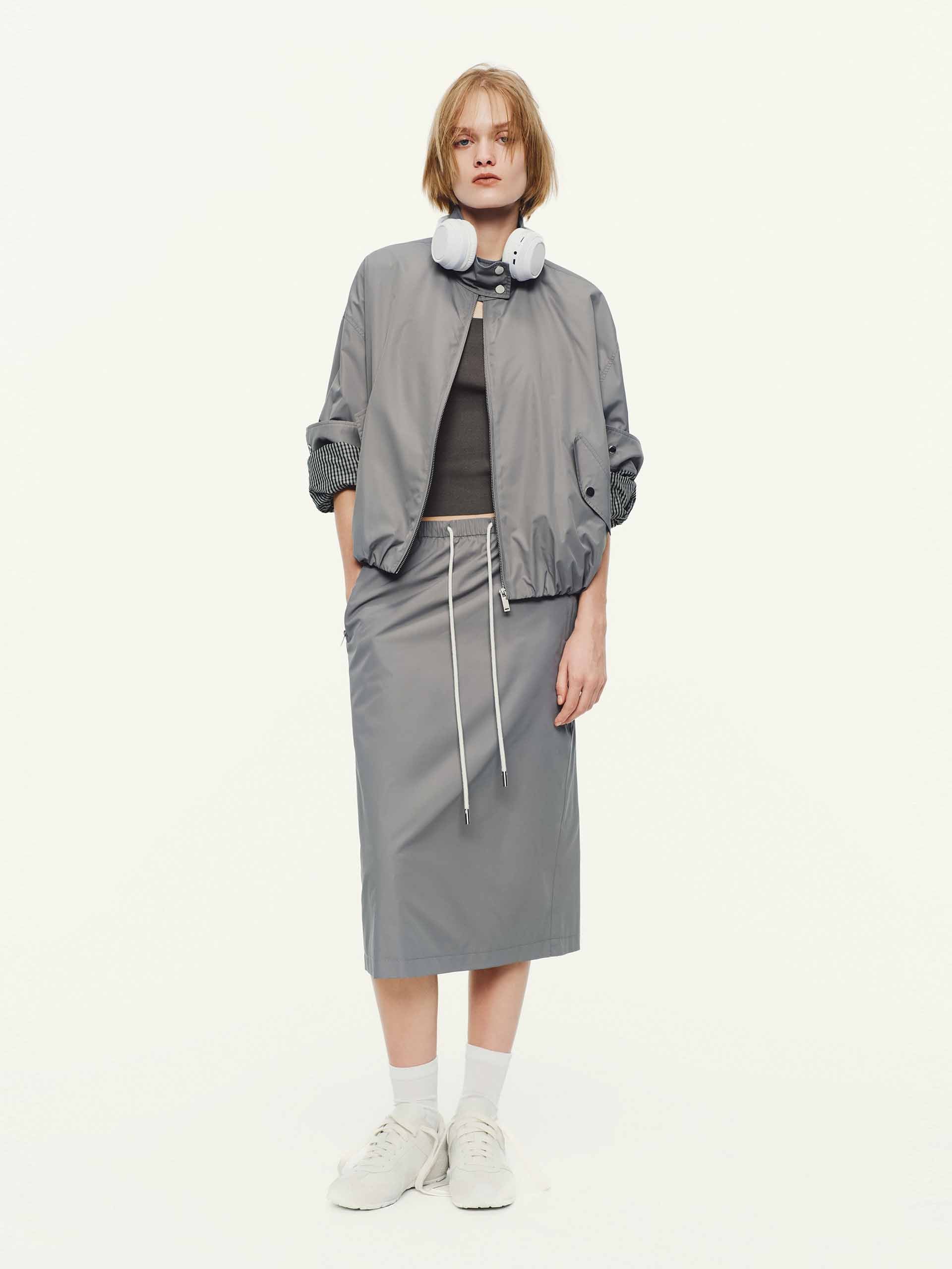 Cropped Stand Collar Jacket