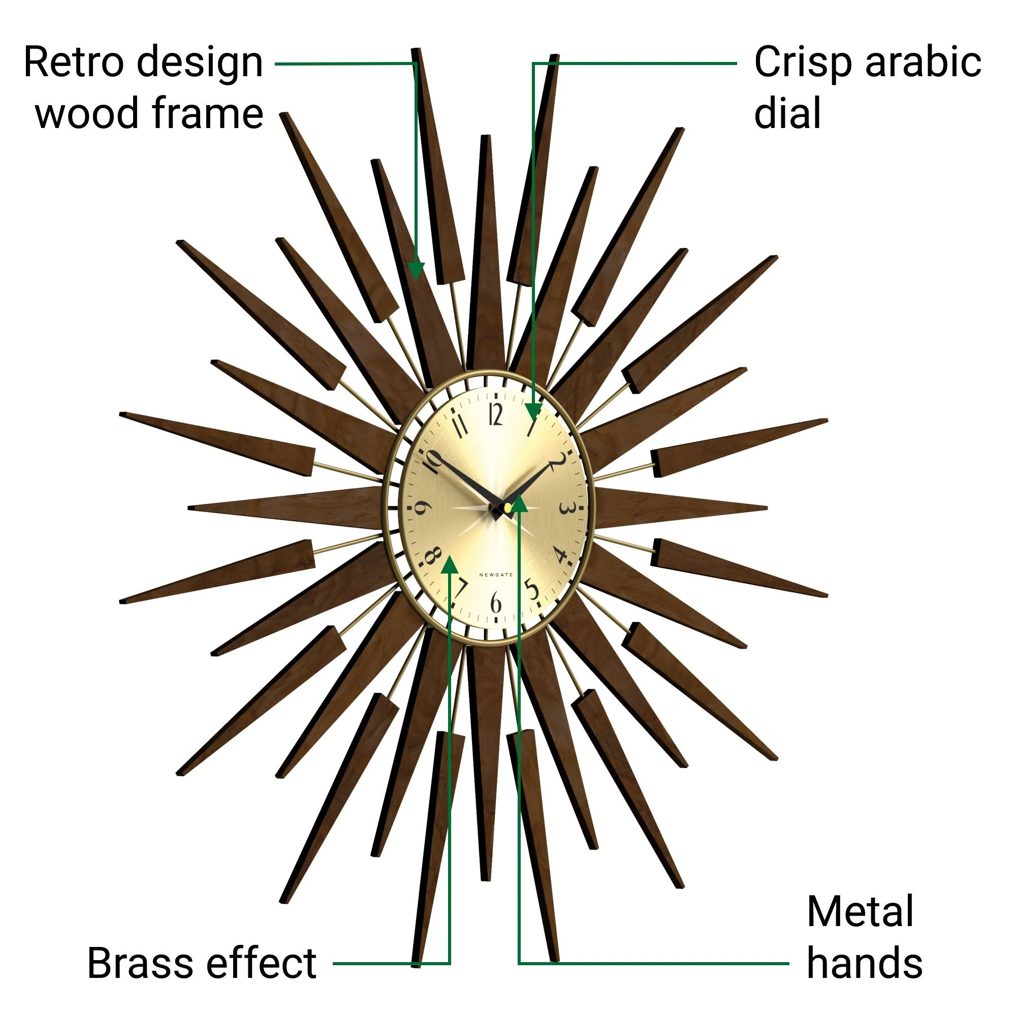 Newgate Pluto wall clock in dark wood