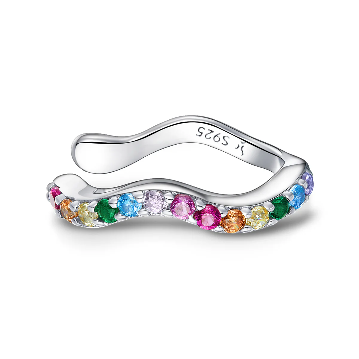Mono-earring Rainbow Silver Ear Clip for Women 925 Sterling Silver Punk Jewelry Earrings Female and Male Gift Jewelry