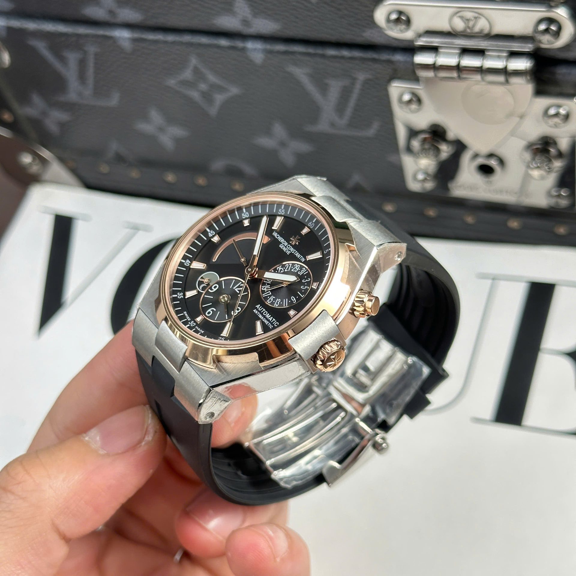 Vacheron Constantin Copies Watch Overseas Dual Time 47450 Demi Rose Gold 9F Factory 42mm - Top club