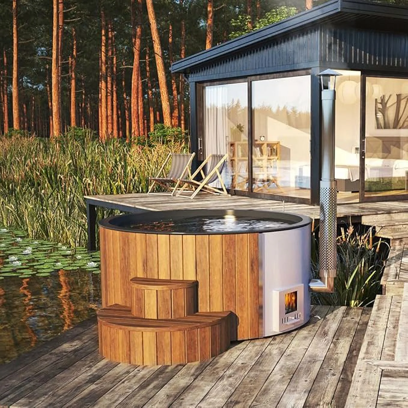 Model S4N Wood-Fired Hot Tub Soak-Series Home Wood-Burning Hot Tub, Natural, Up to 6 Persons, Thermo-Spruce - Image 5