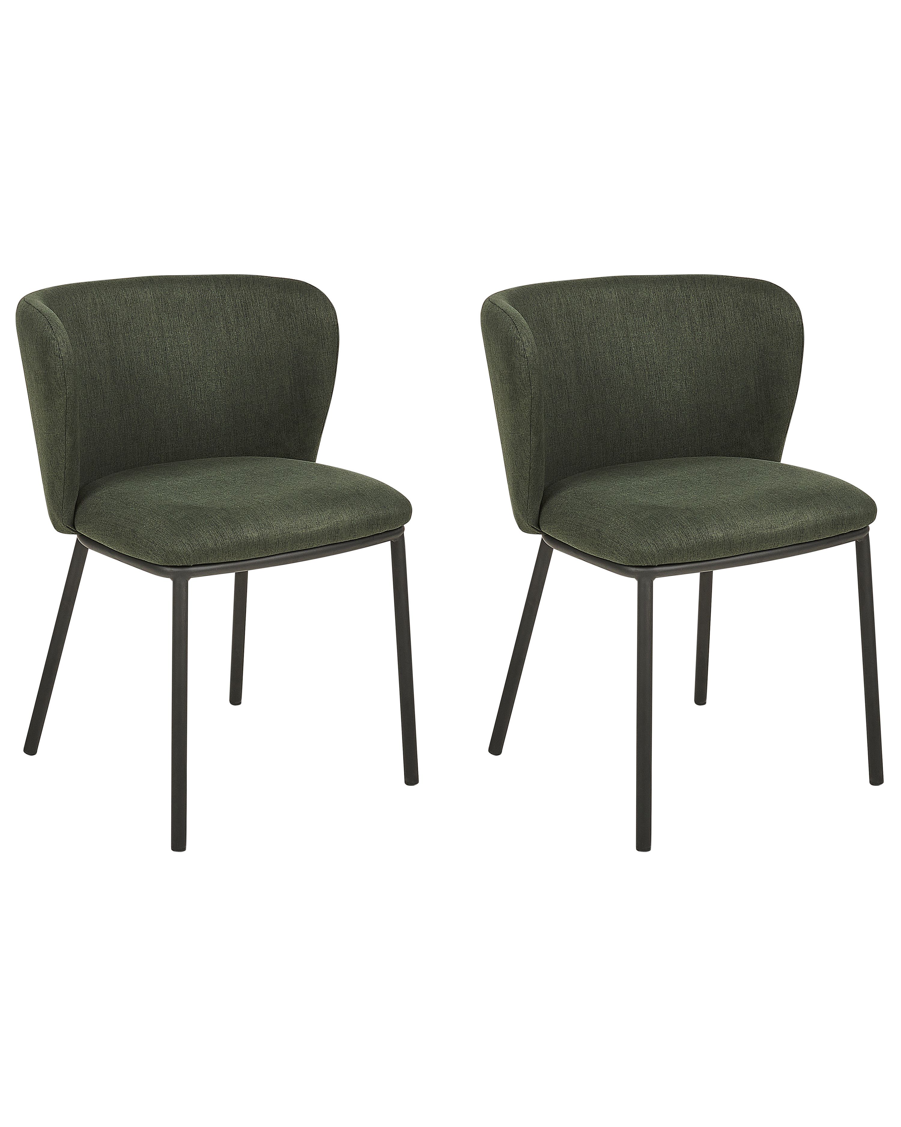 Set of 2 Dining Chairs MINA Fabric Dark Green