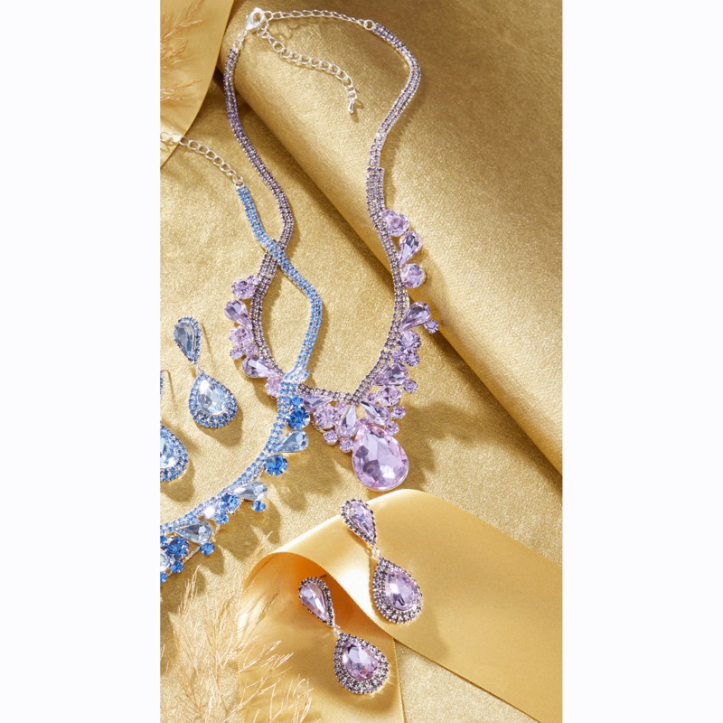 Crystal Teardrop Necklace & Earring Set - MIDNIGHT VELVET CATALOG