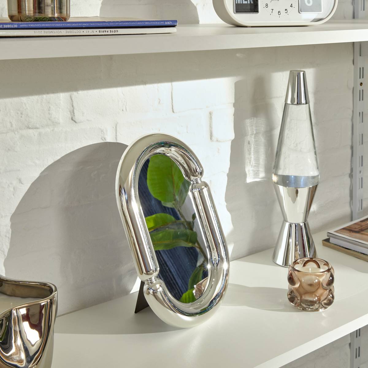 Standing Mirror "Sky" Silver, 19x2 cm