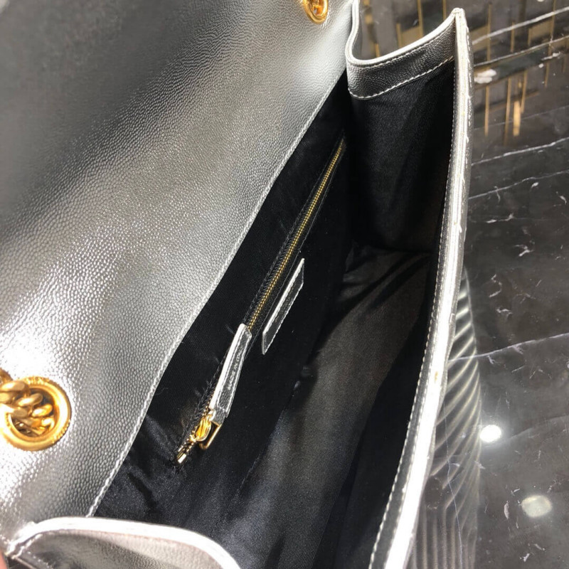 Replica Saint Laurent Metallic Silver Large Envelope Chain Bag 3969101:1High-quality replica