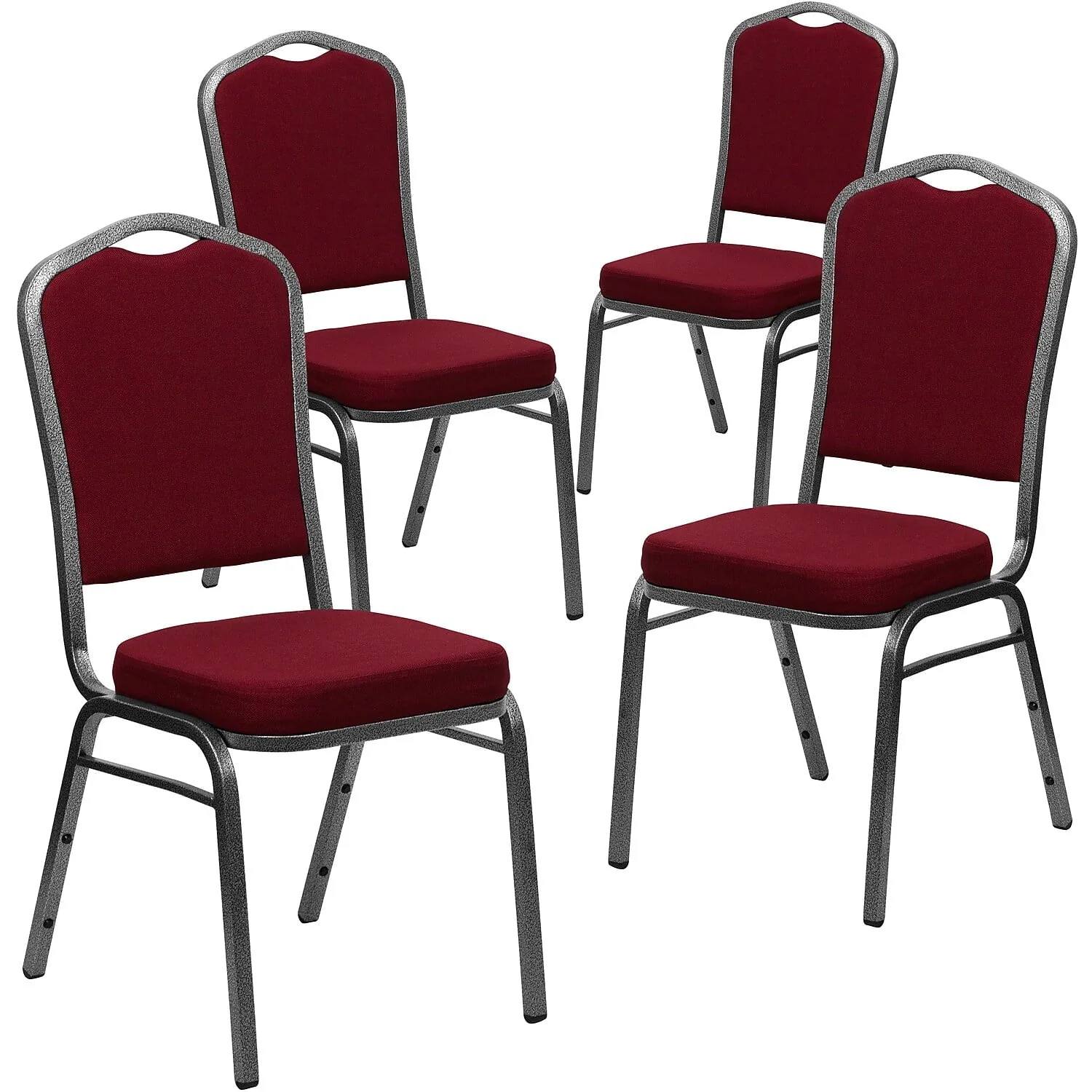 Flash Furniture 4 Pack HERCULES Series Crown Back Stacking Banquet Chair in Black Patterned Fabric - Gold Vein Frame - Image 21