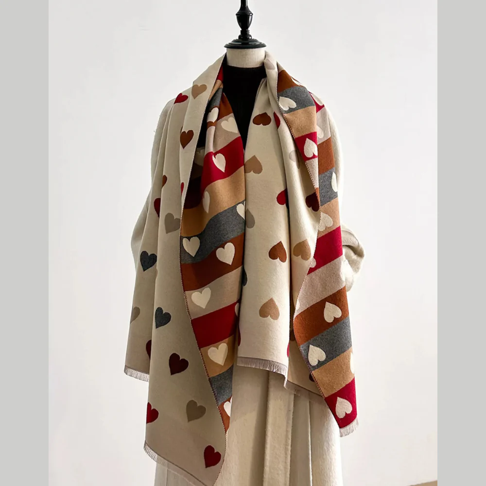 Heart Pattern Warm Scarf - ZKZOOK