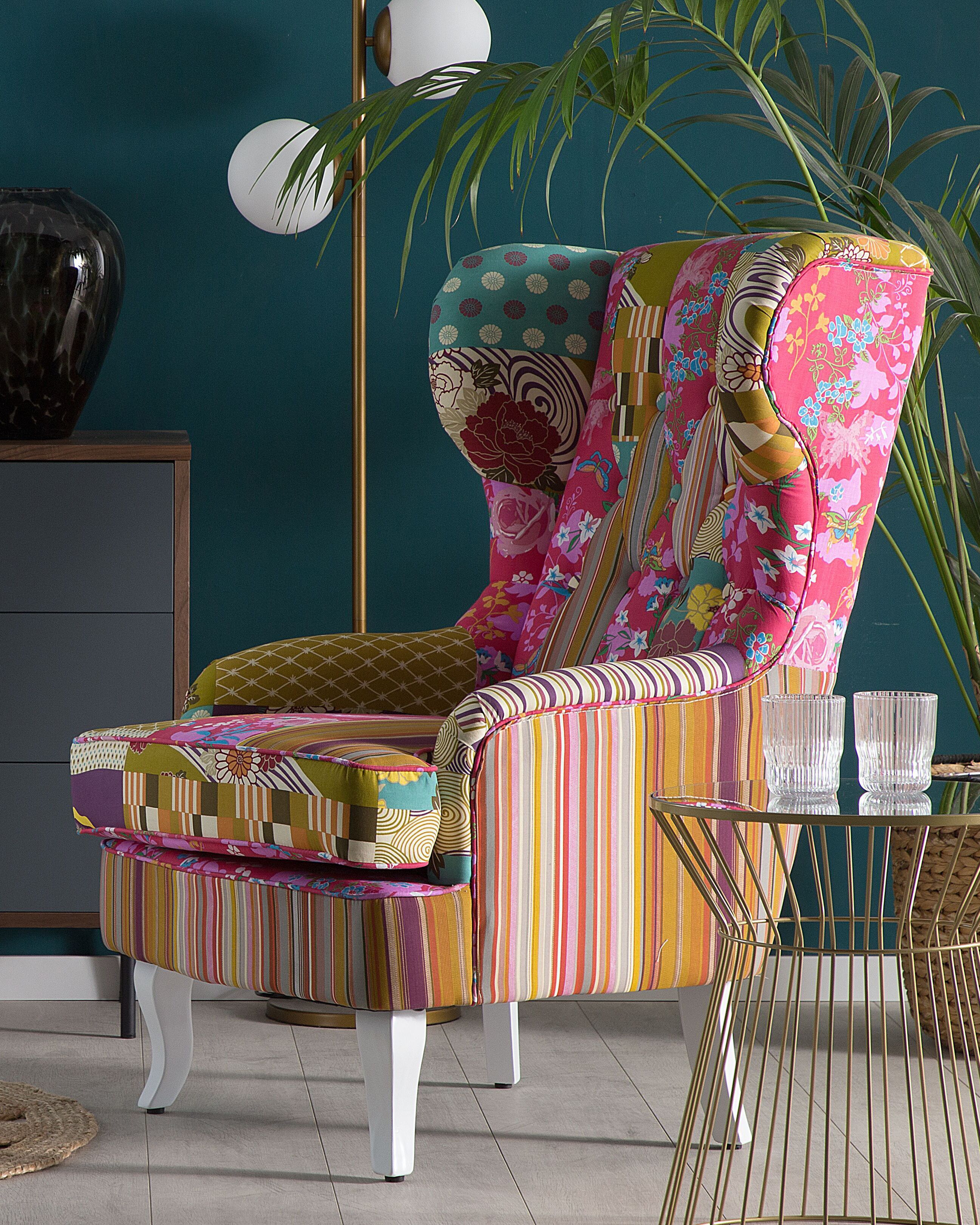 Wingback Chair MOLDE Fabric Fuchsia Pink