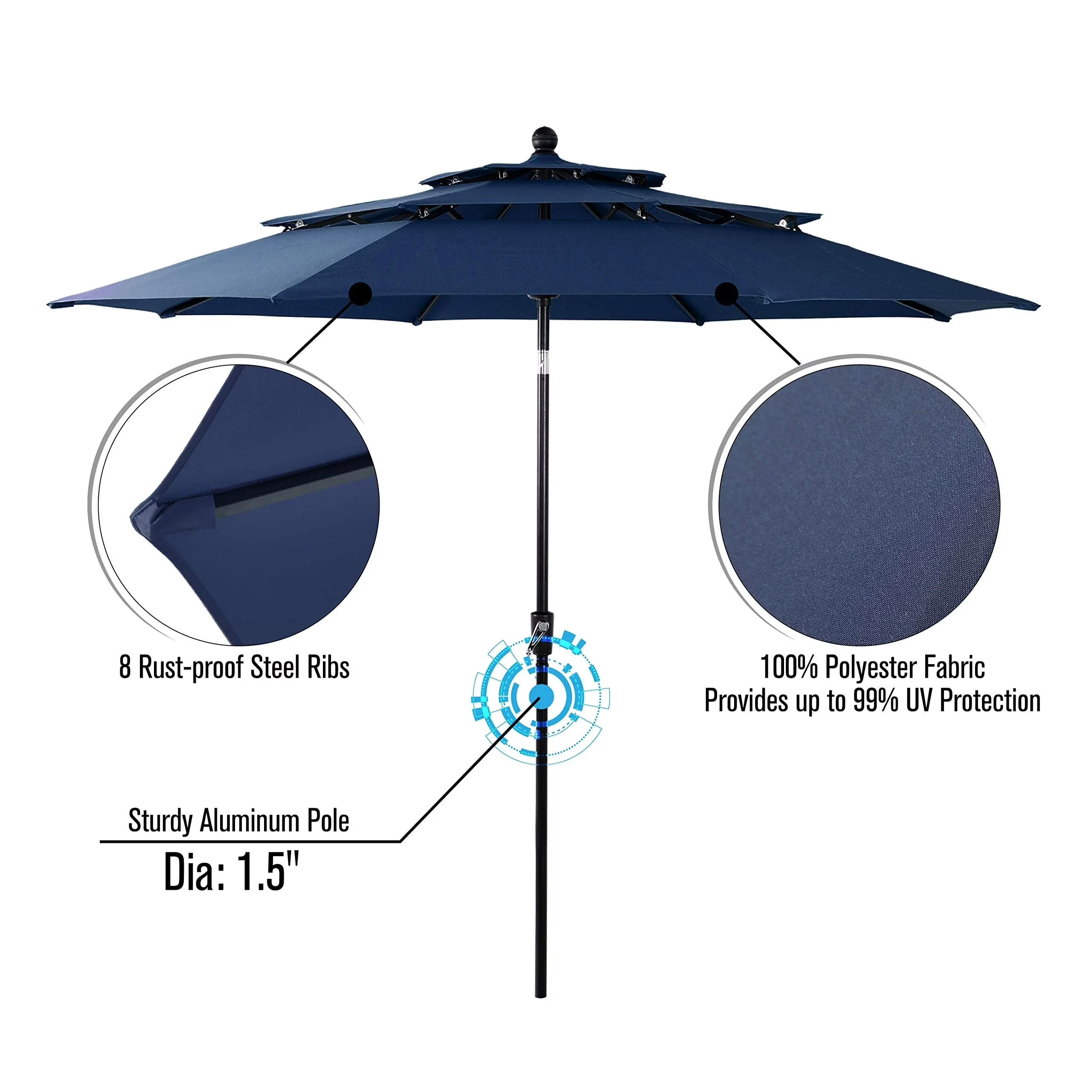 MAISON ARTS 6-Piece Patio Dining Set With 4 Adjustable Folding Chairs, Square Metal Table And 10ft Umbrella - Image 2 MAISON ARTS 6-Piece Patio Dining Set With 4 Adjustable Folding Chairs, Square Metal Table And 10ft Umbrella - Image 2