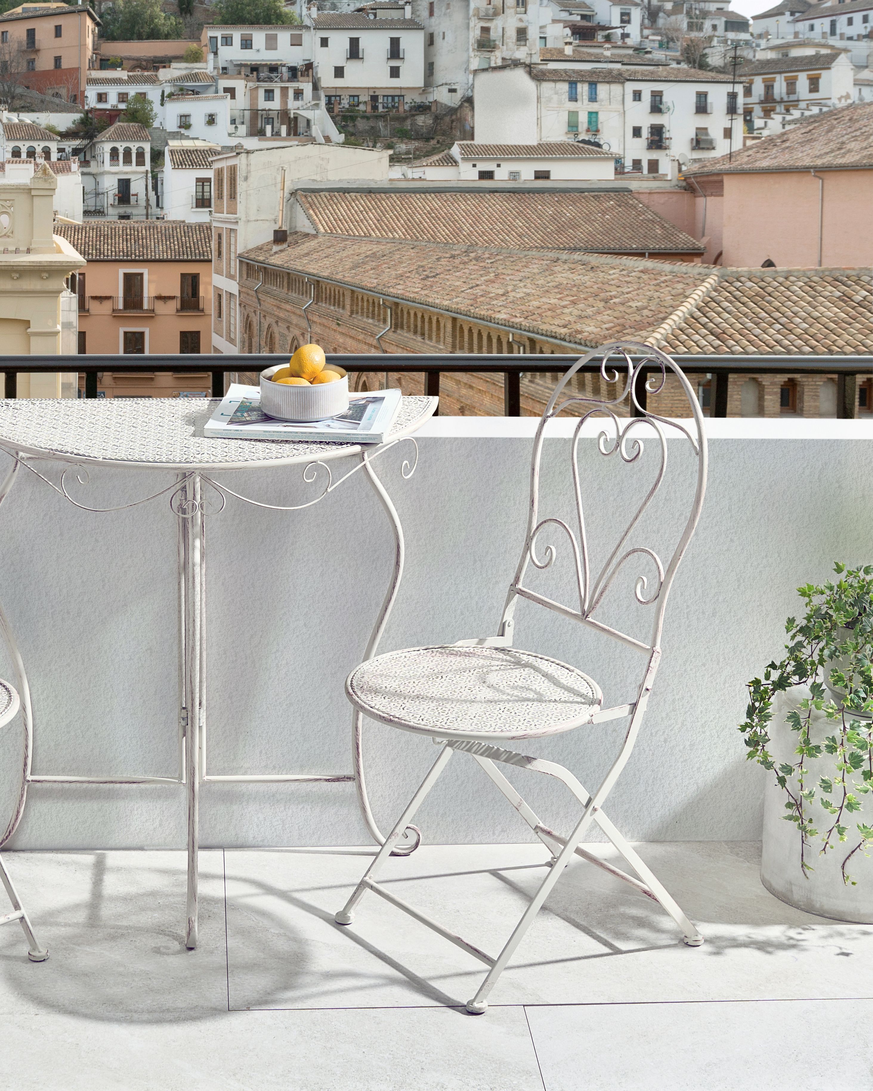 Set of 2 Garden Chairs FOLELLI Folding Metal Light Beige