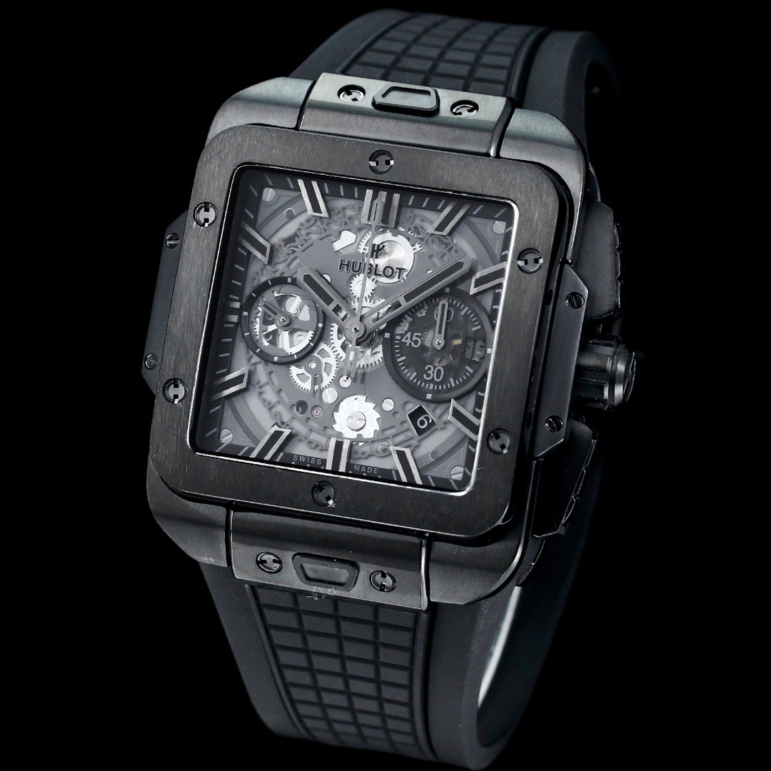 Hublot Big Bang, Square Bang Unico 42mm Textured Rubber Strap(1:1 replica) - Top club