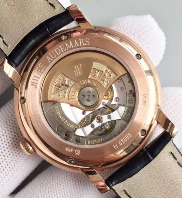 Replica Audemars Piguet Jules Audemars 15170 RG Black Dial Leather Strap A3120 - Top club