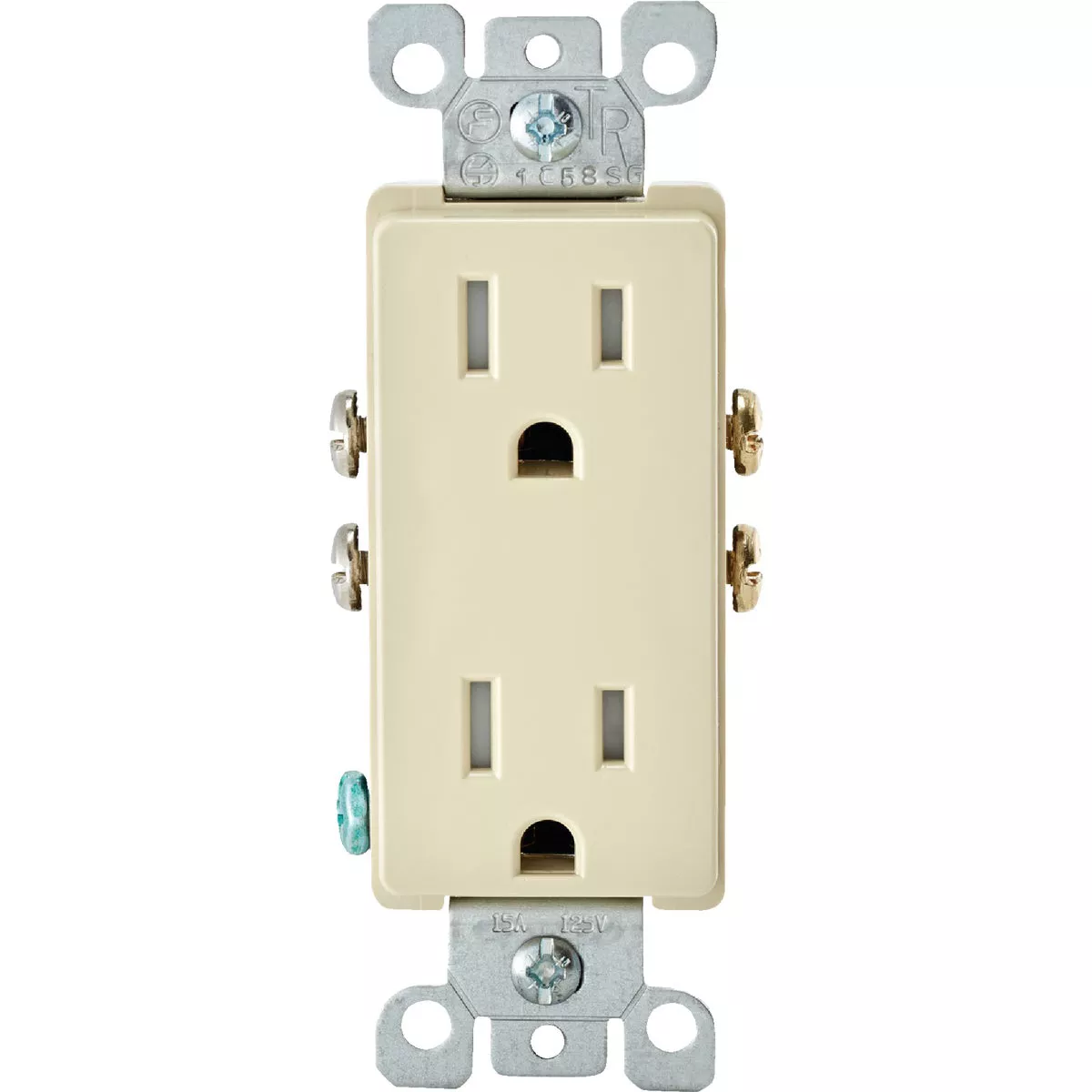 Leviton Decora 15A Ivory Tamper Resistant 5-15R Duplex Outlet