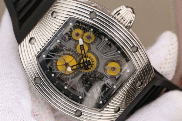Replica Richard Mille RM018 Hommage a Boucheron SS Yellow Skeleton Dial Black Rubber Strap 6T51 - Top club