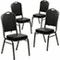 Flash Furniture 4 Pack HERCULES Series Crown Back Stacking Banquet Chair in Black Patterned Fabric - Gold Vein Frame - Image 12