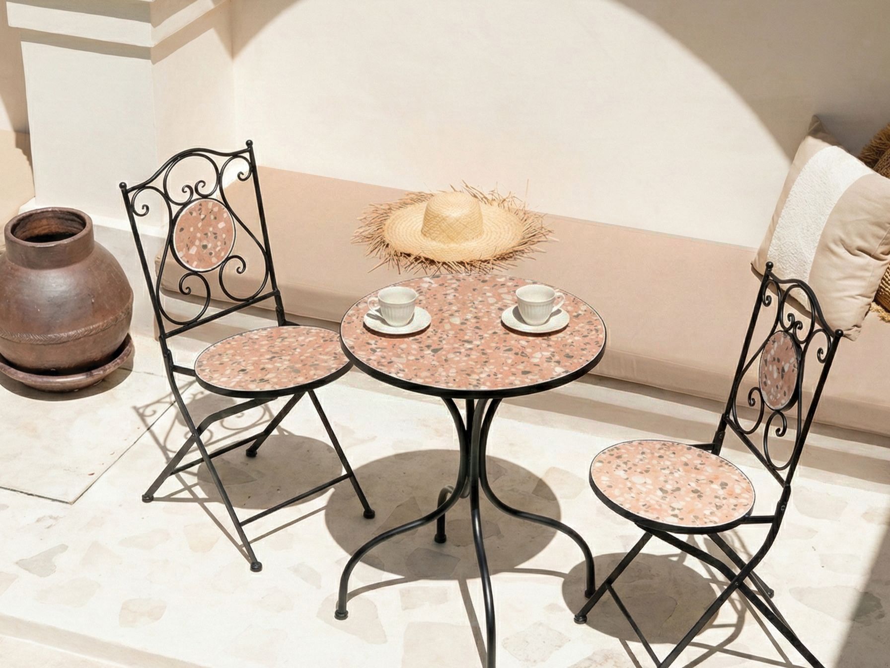 Bistro Set Folding ADRANO Metal Black