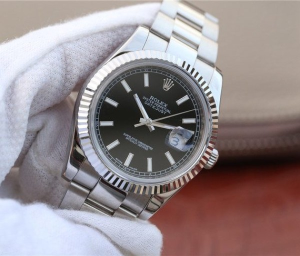 Replica Rolex DateJust 41mm 126334 Noob Fluted Bezel Black Dial Stick Markers Bracelet A3235 - Elite Watch Atelier
