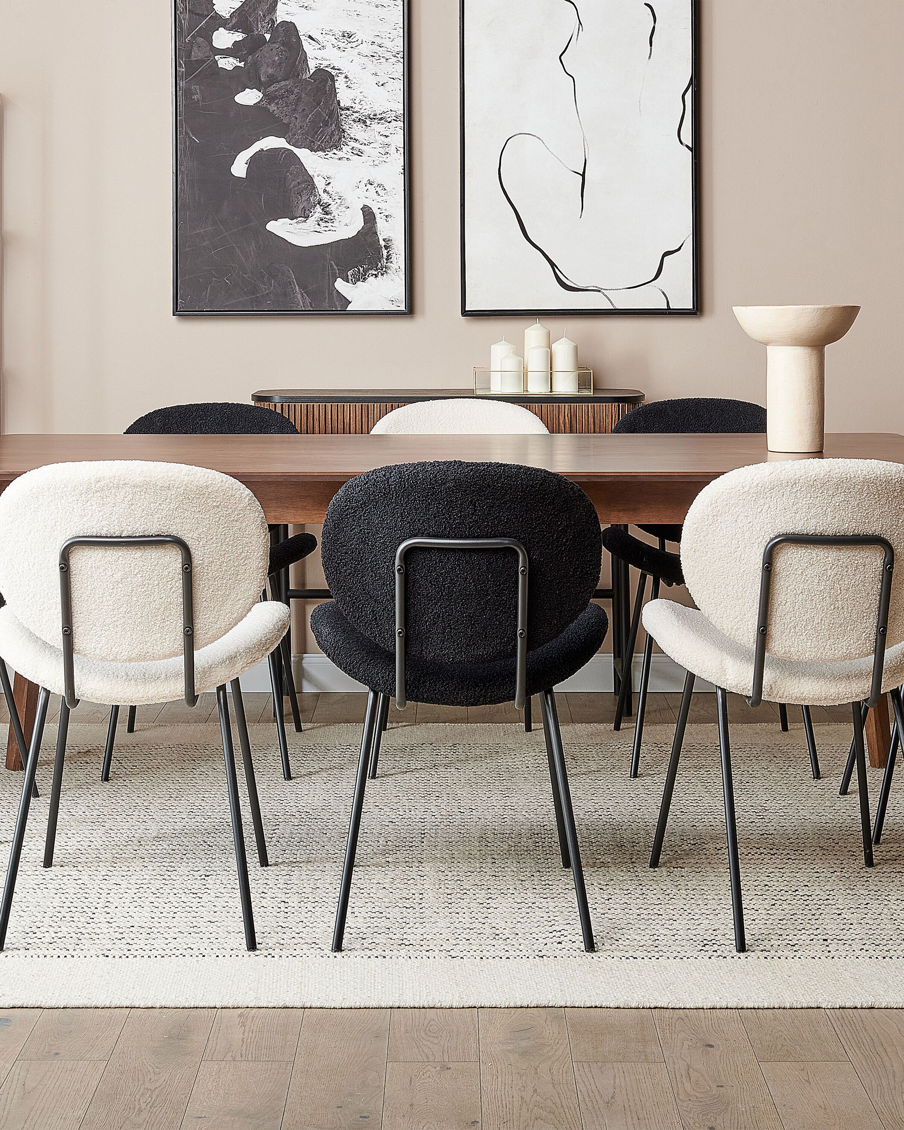 Set of 2 Dining Chairs LUANA Boucle Black