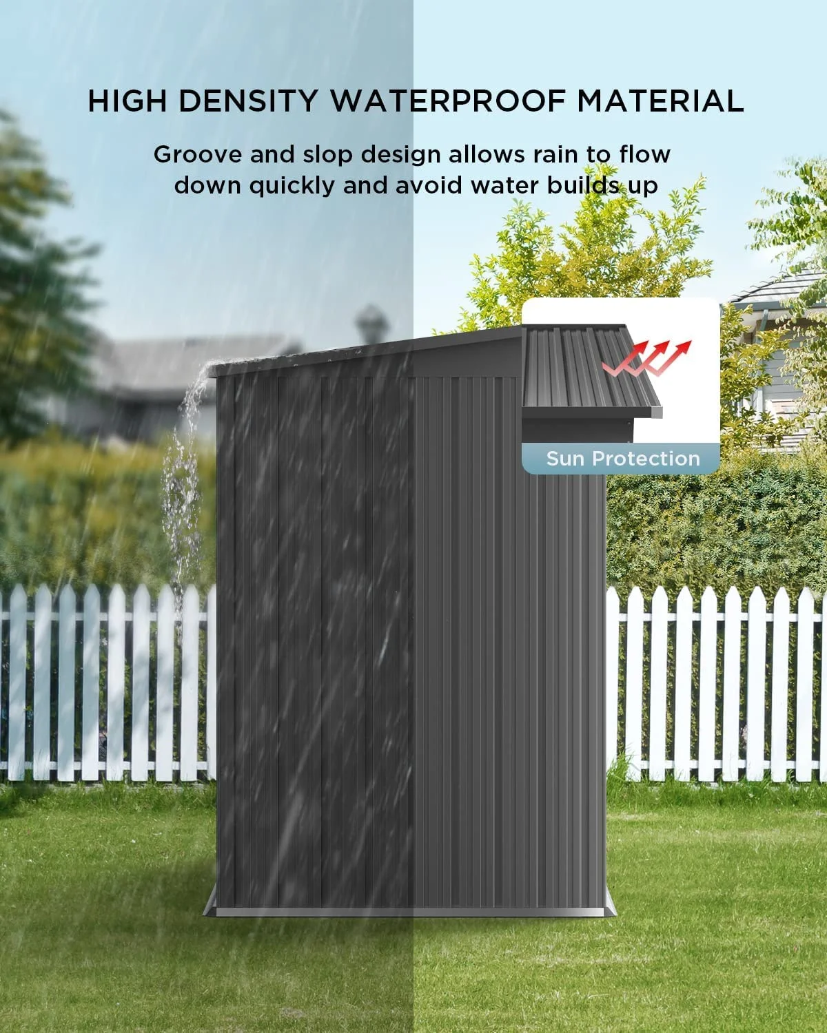 5'x3' Outdoor Storage Shed, Lofka Metal Storage Tool Shed with Single Lockable Door, for Bike| Garden Tools| Patio, Grey - Image 45