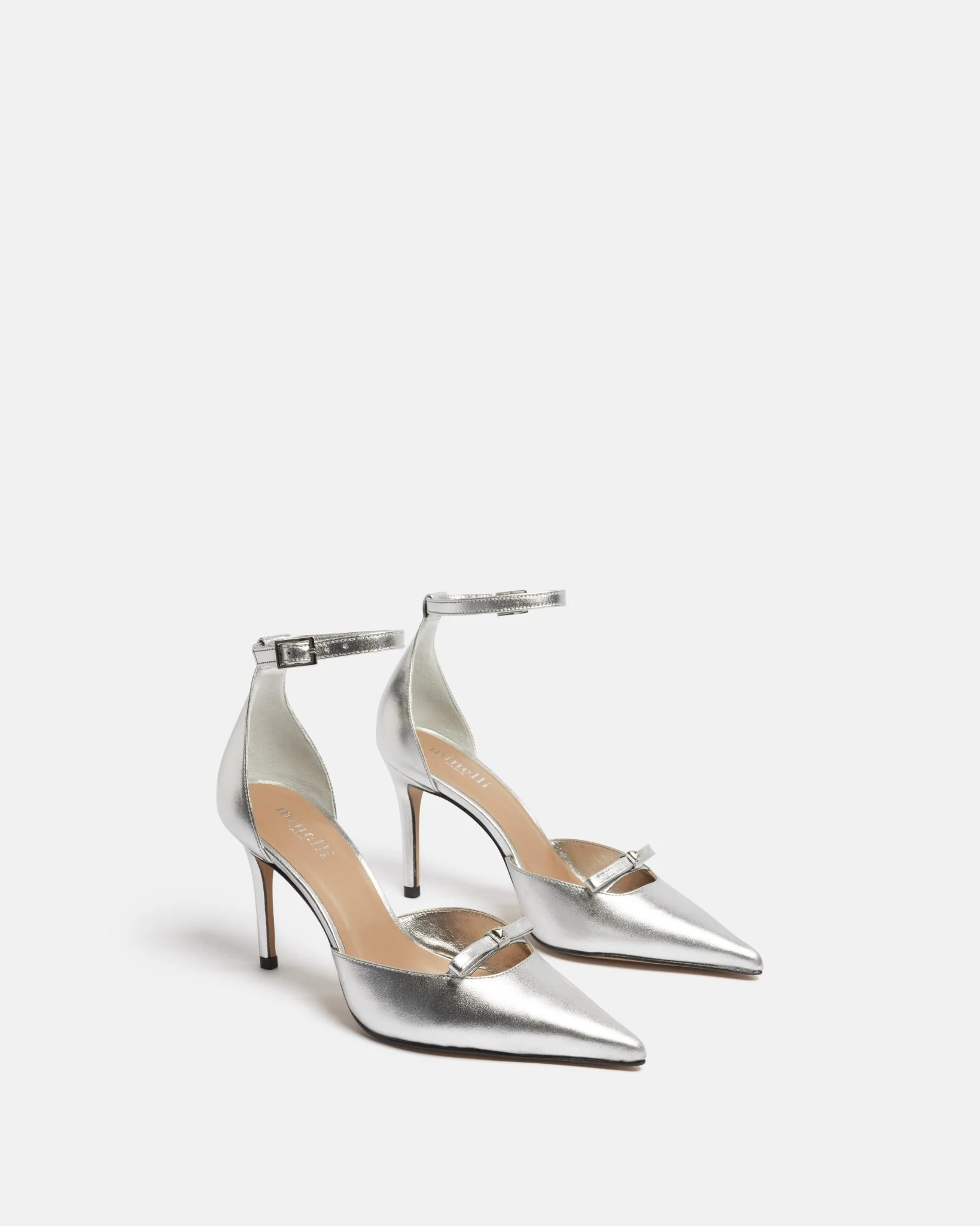 ESCARPINS KITA/MET - En cuir métallisé à talons argent