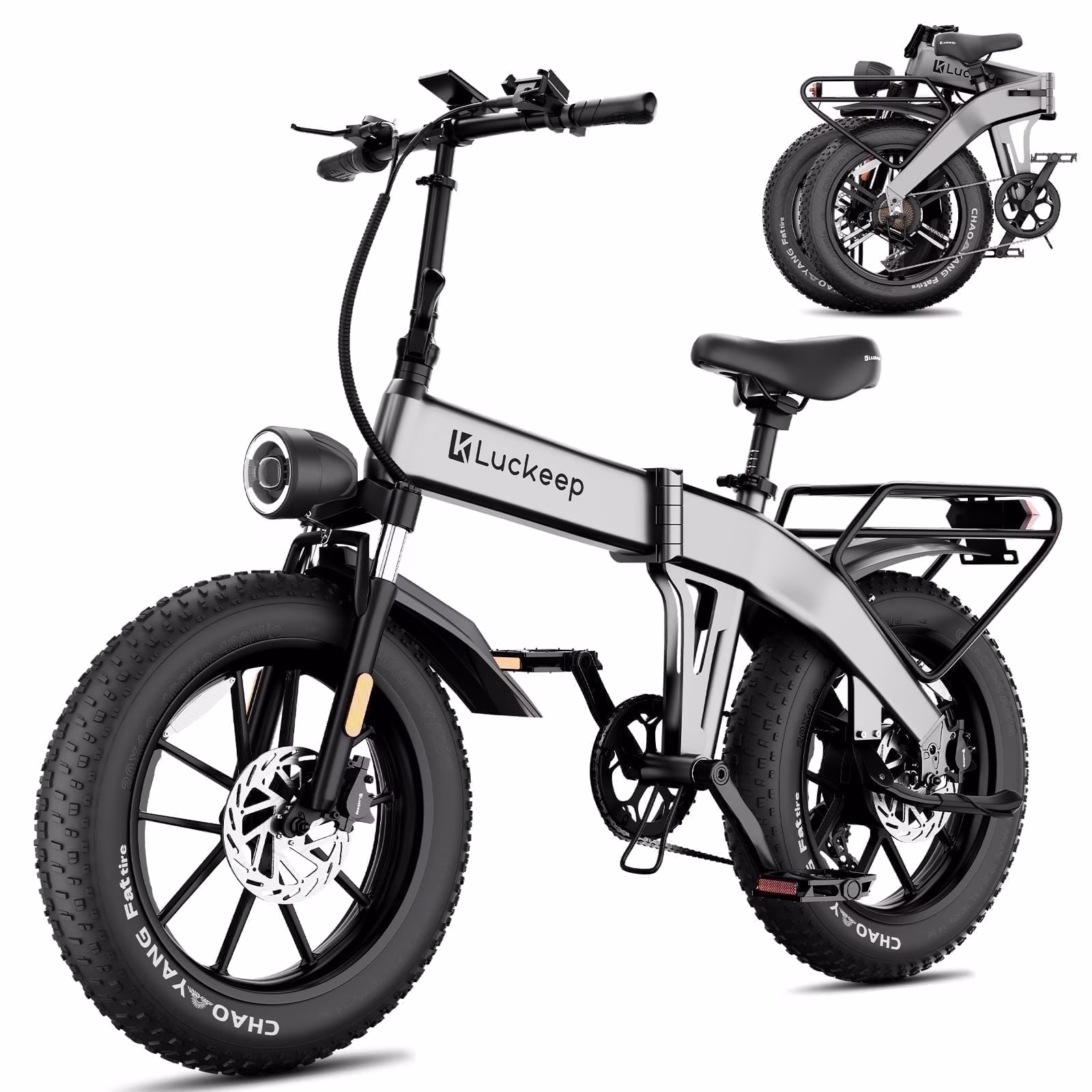 Luckeep X1 Lite Foldable Electric Bike for Adults 1500W Peak Motor,720WH Removable Battery,28MPH 60 Miles Long Range,20"*4" Fat Tire All-Terrain E-bike with Front Suspension,Mountain Electric Bicycle - Image 7