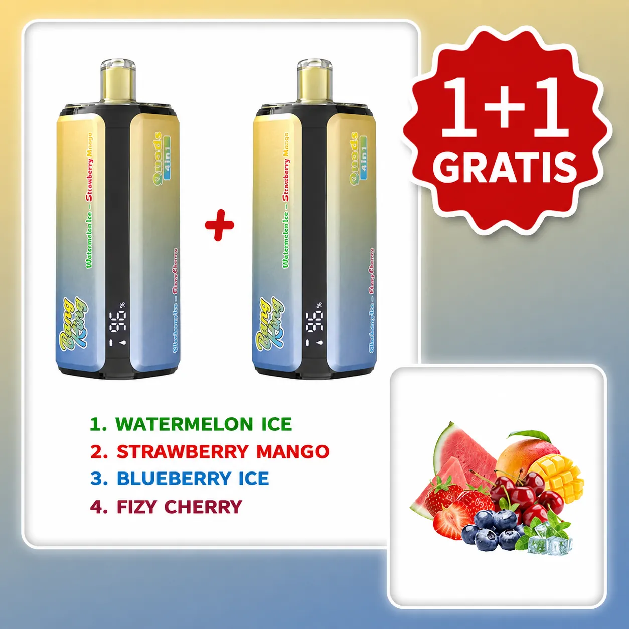 VAPSOLO BANG KING 250 000 puffów Quads 4in1 – Arctic Cherry Mirage: 4 smaki | 1+1 gratis