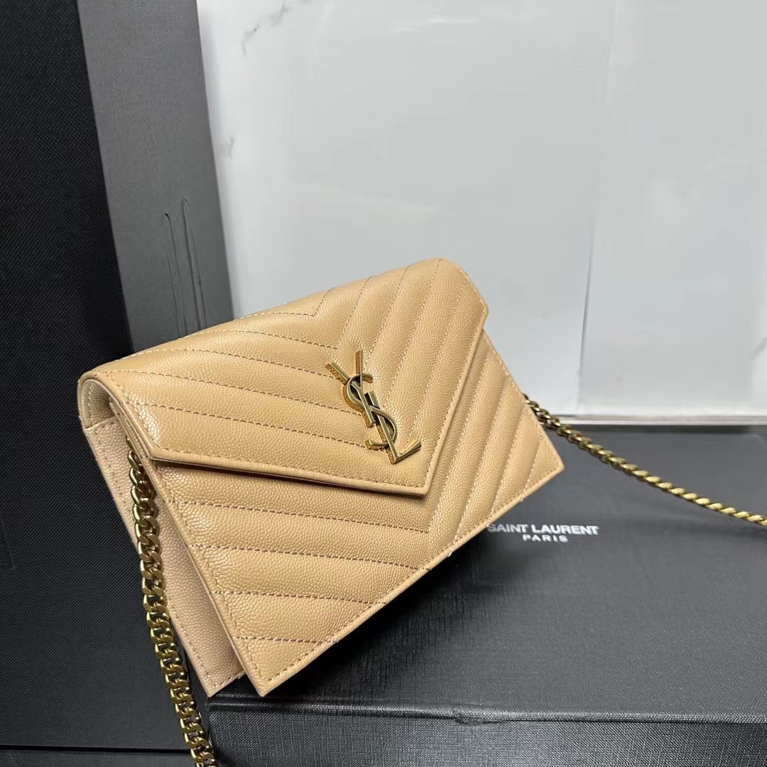 YSL Chain Shoulder Bag- Beige Leather & Gold Hardware1:1High-quality replica
