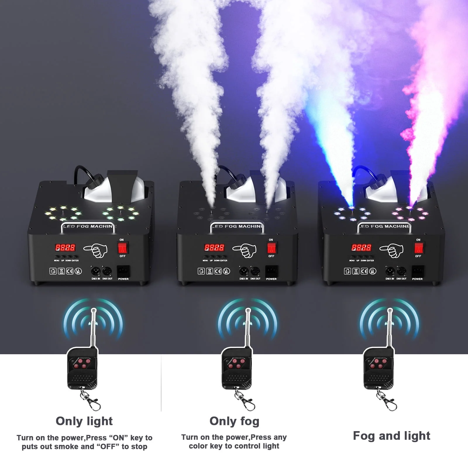 Smoke Machine Fog Machine 2000W Double-tube Adjustable DMX512 RGB 3-in-1 Led Stage Smoke Machines for Party/ Wedding/ Stage - Image 3 Smoke Machine Fog Machine 2000W Double-tube Adjustable DMX512 RGB 3-in-1 Led Stage Smoke Machines for Party/ Wedding/ Stage - Image 3