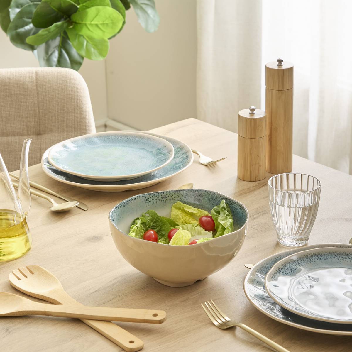 Salad bowl "Pia" 20.5x20.5 cm, Blue