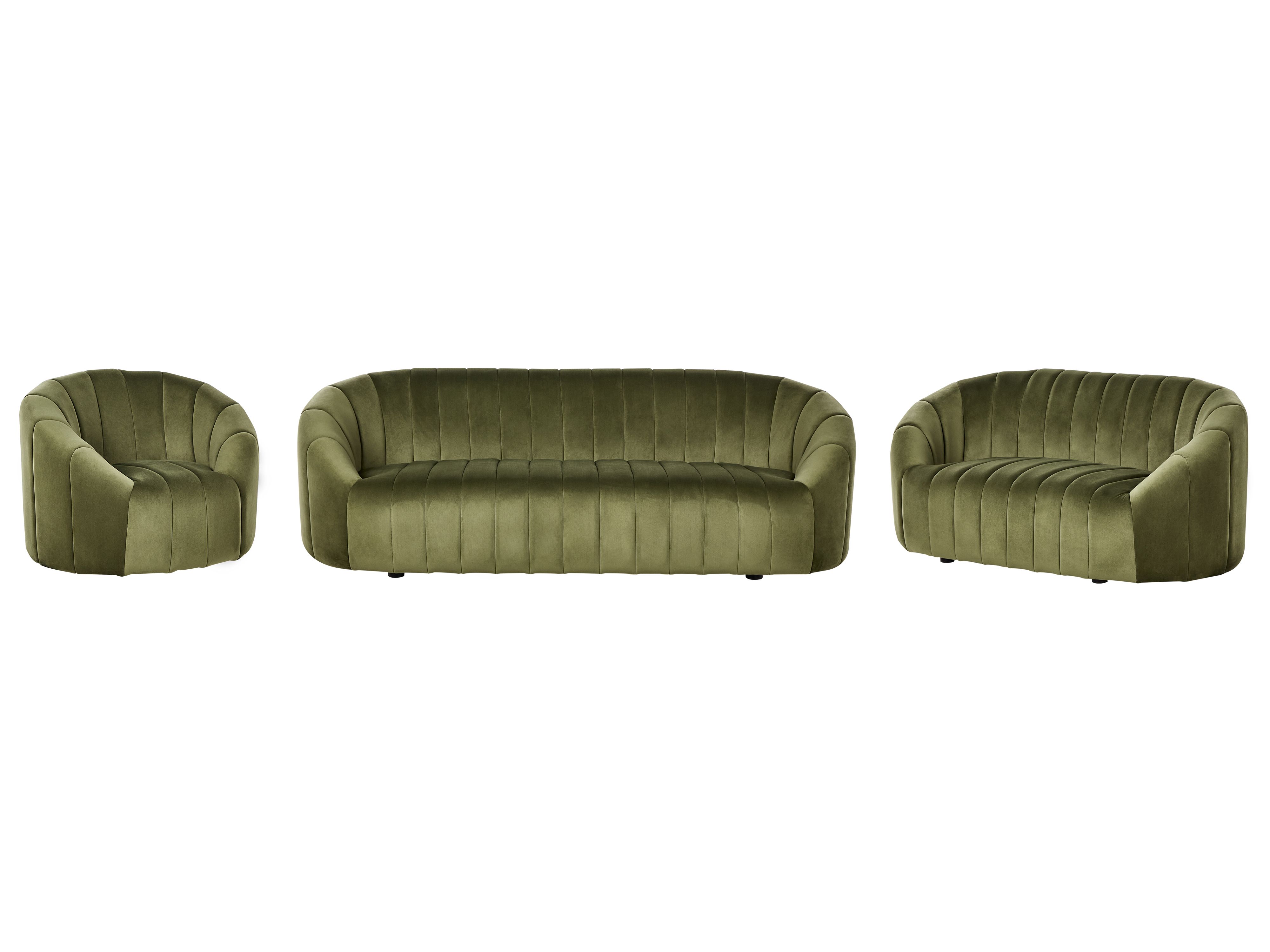 Living Room Set 6 Seater MALUNG Velvet Dark Green