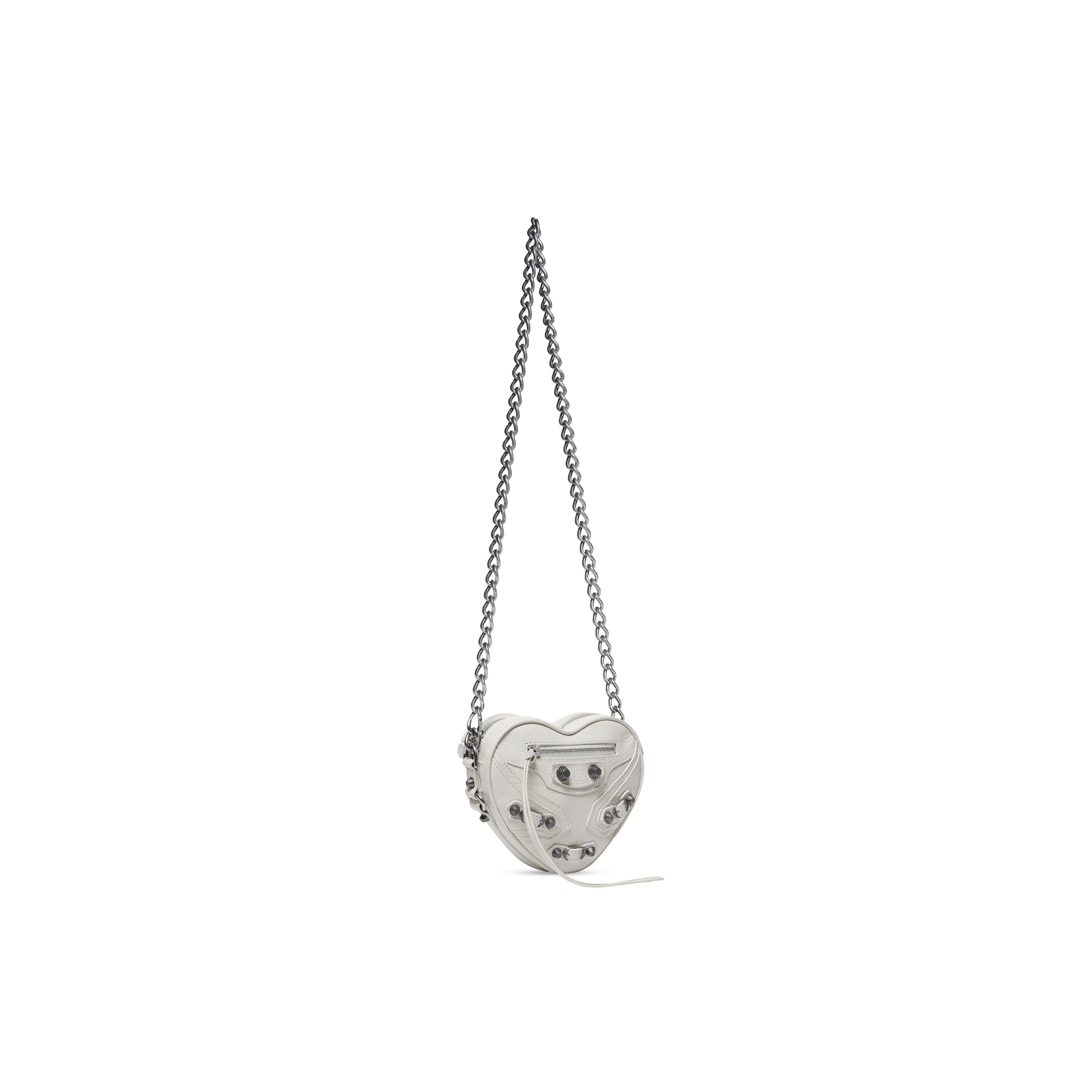 WOMEN'S LE CAGOLE HEART MINI BAG IN OPTIC WHITE - Replicaclubs