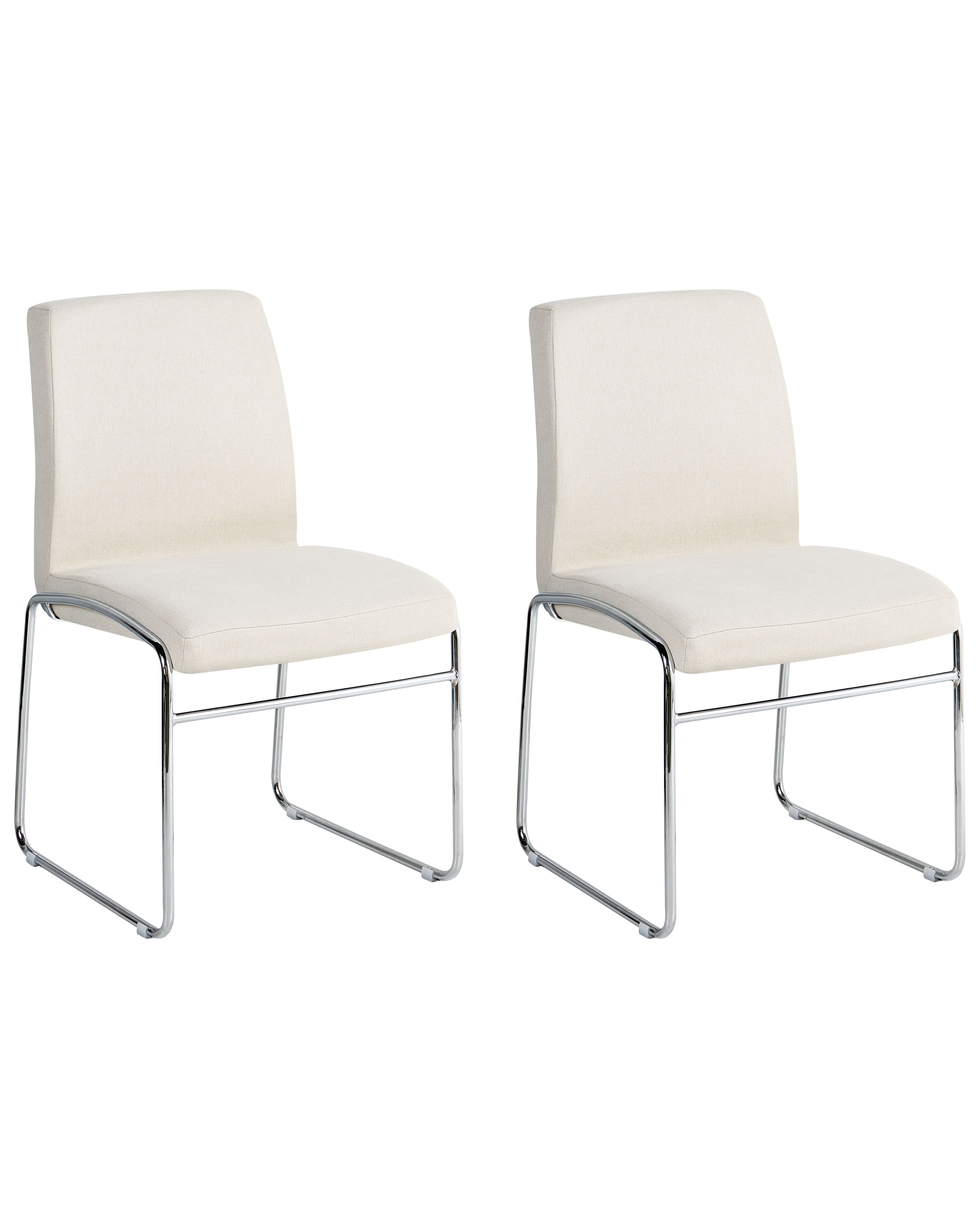 Set of 2 Dining Chairs LECCO Fabric Light Beige