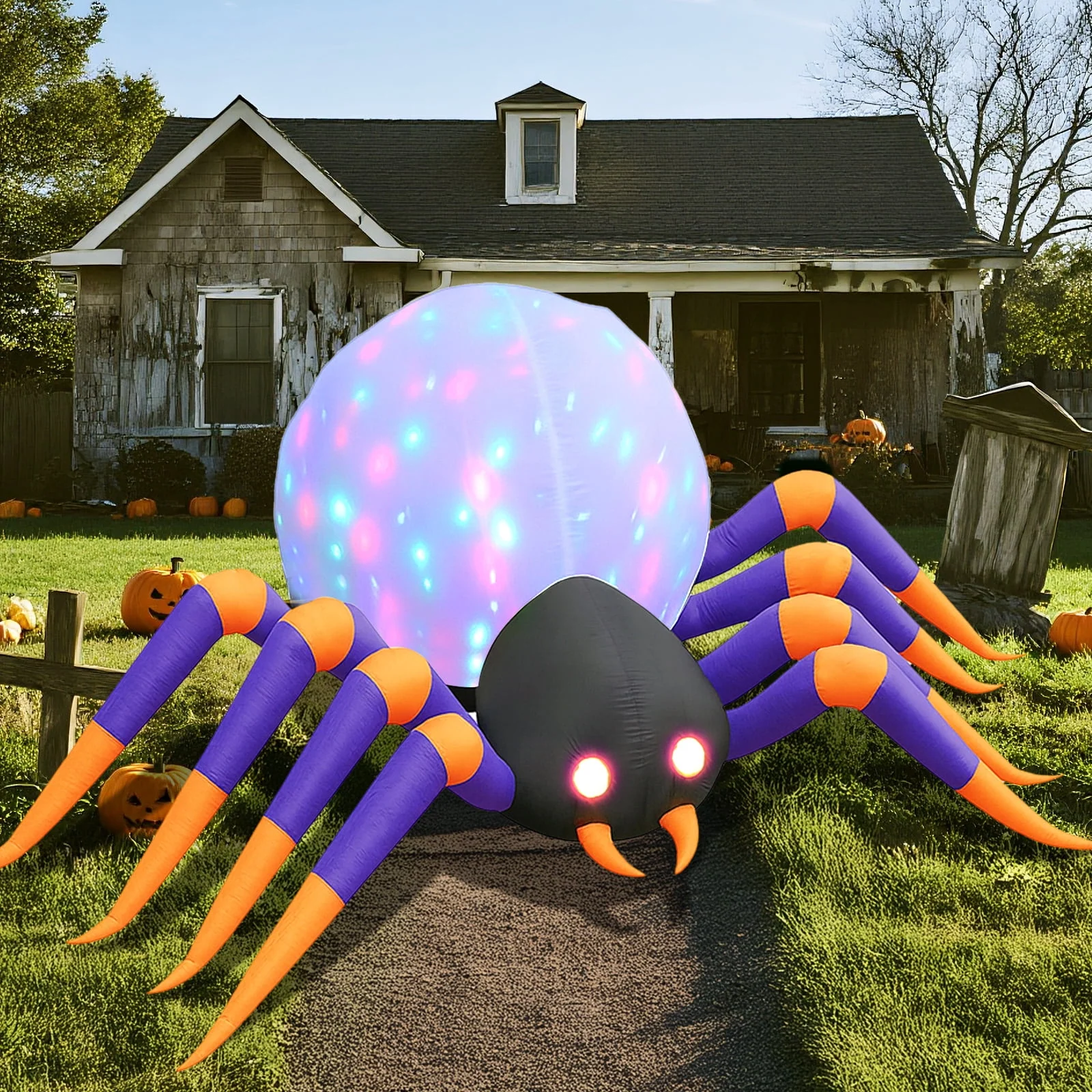 GVDV 8 FT Halloween Spider Inflatables Outdoor Decorations, Blow Up Yard Decoration with Built-in LED Lights for Holiday, Party, Yard, Garden - Image 6 GVDV 8 FT Halloween Spider Inflatables Outdoor Decorations, Blow Up Yard Decoration with Built-in LED Lights for Holiday, Party, Yard, Garden - Image 6