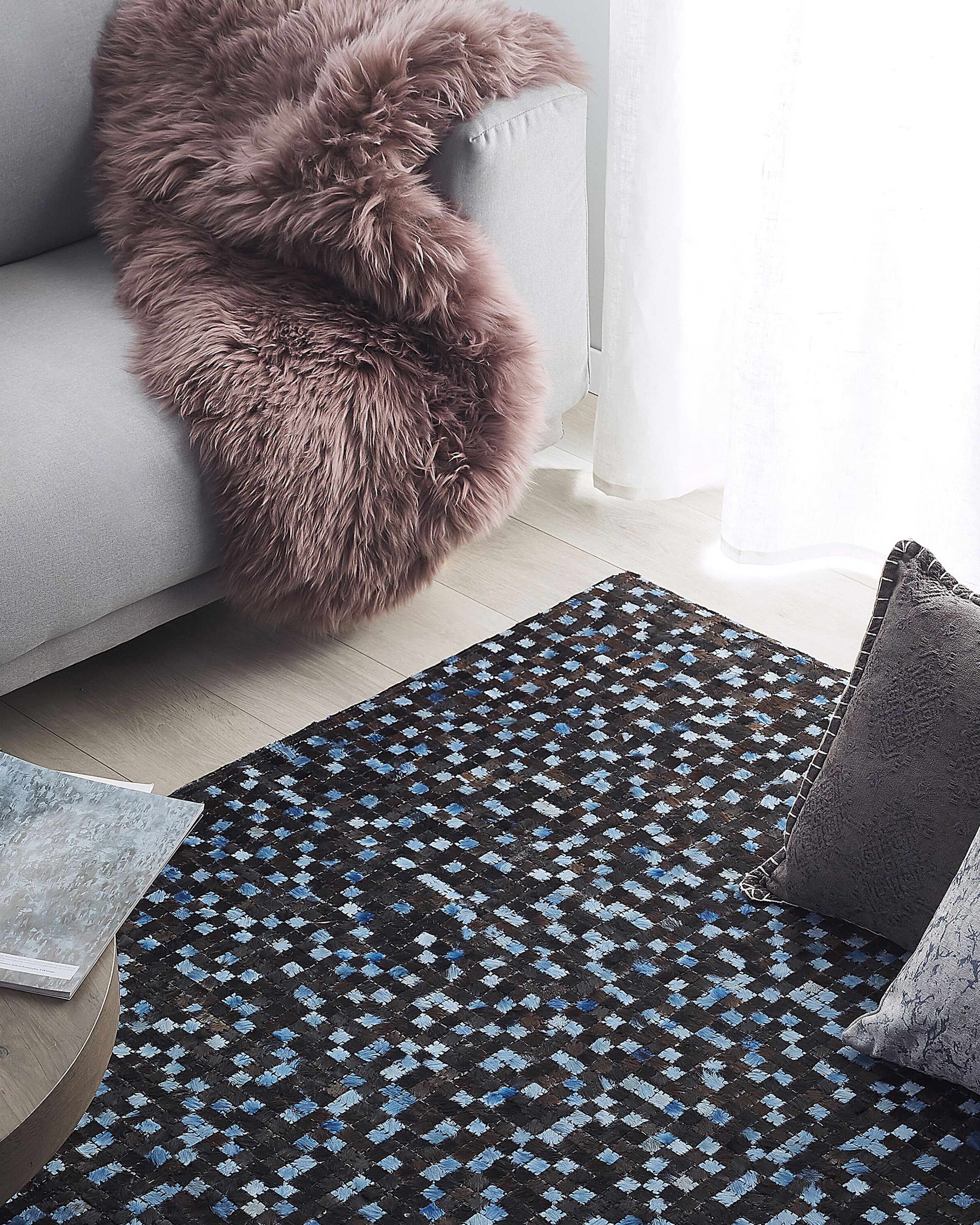 Rug IKISU Dark Brown 160 x 230 cm Leather