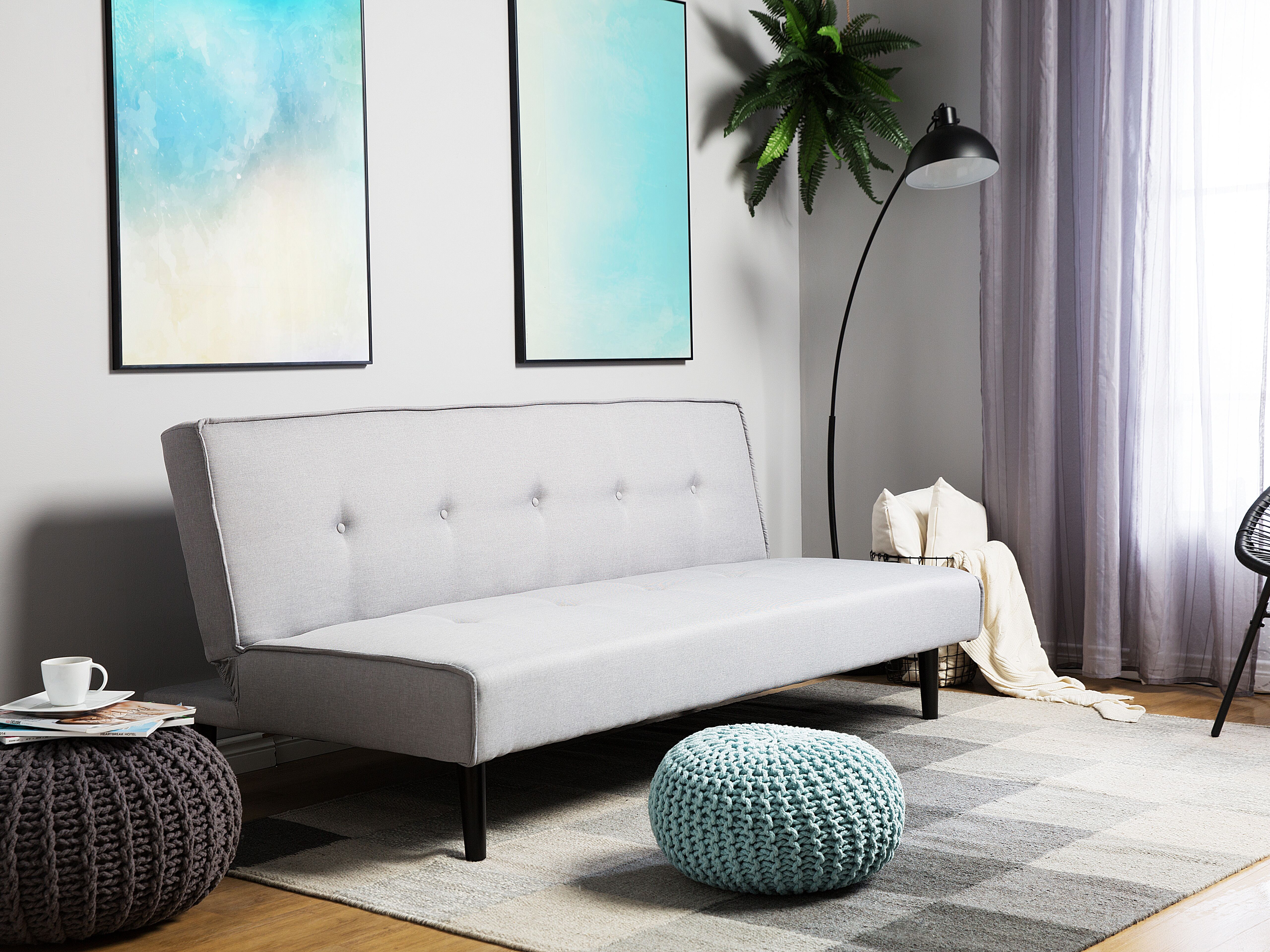 Sofa Bed 3 Seater VISBY Fabric Light Grey