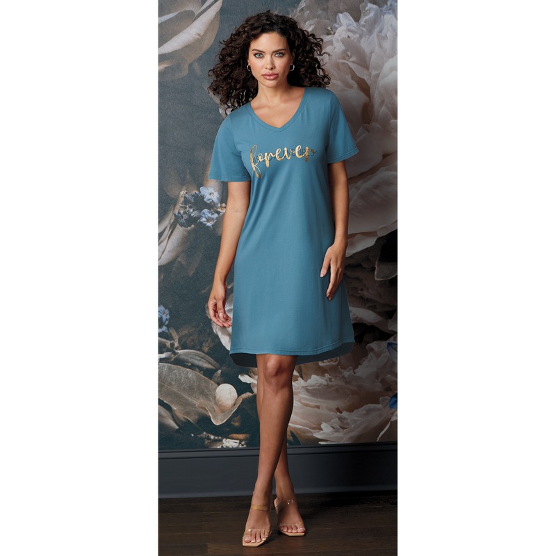 Faith Women's T-Shirt Style Nightgown with Inspirational Messaging - MIDNIGHT VELVET CATALOG