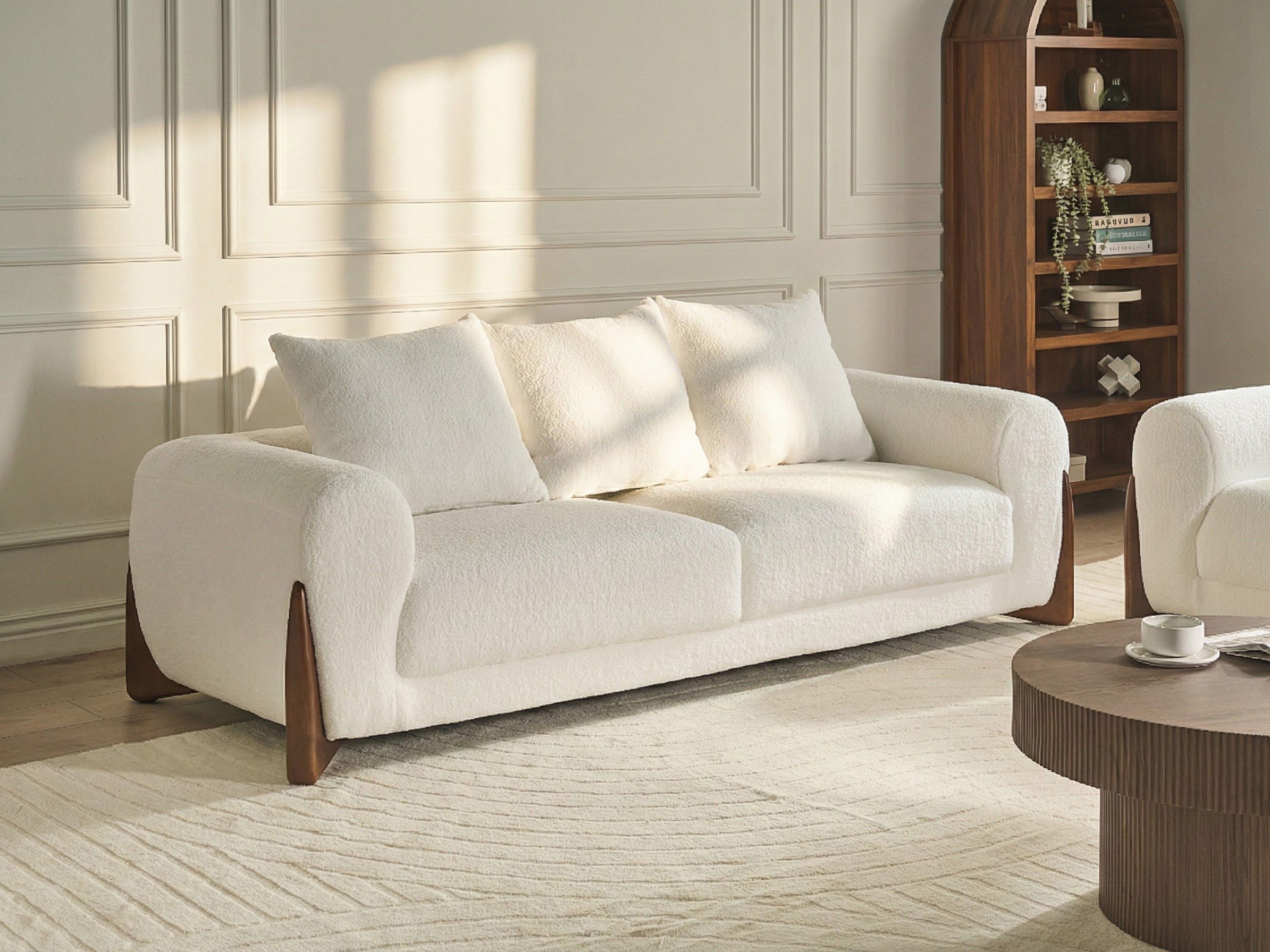 Sofa 3 Seater VINLIDEN Boucle White
