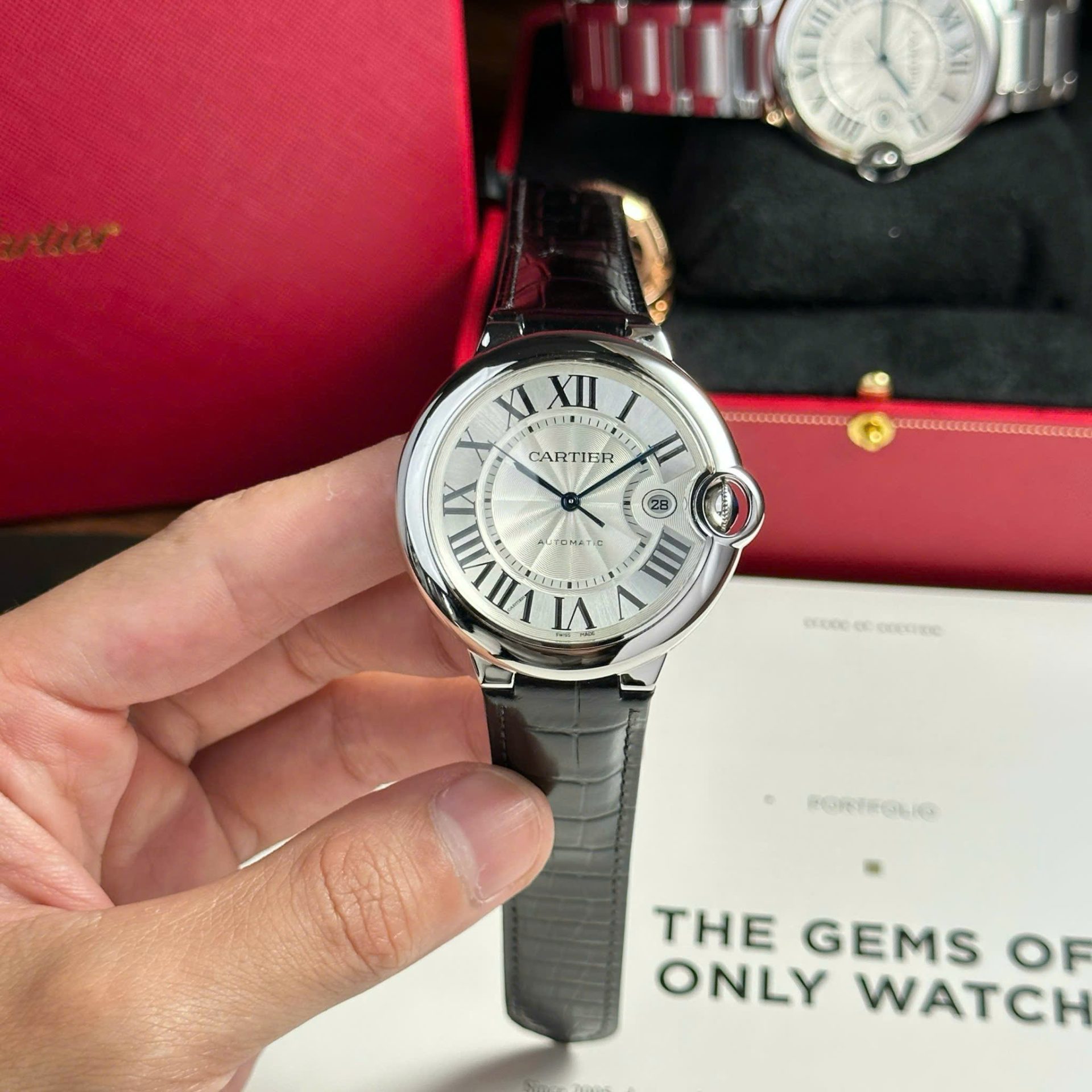 Cartier Ballon Bleu Replica Watch Dial White Leather Strap AF Factory 42mm - Elite Watch Atelier
