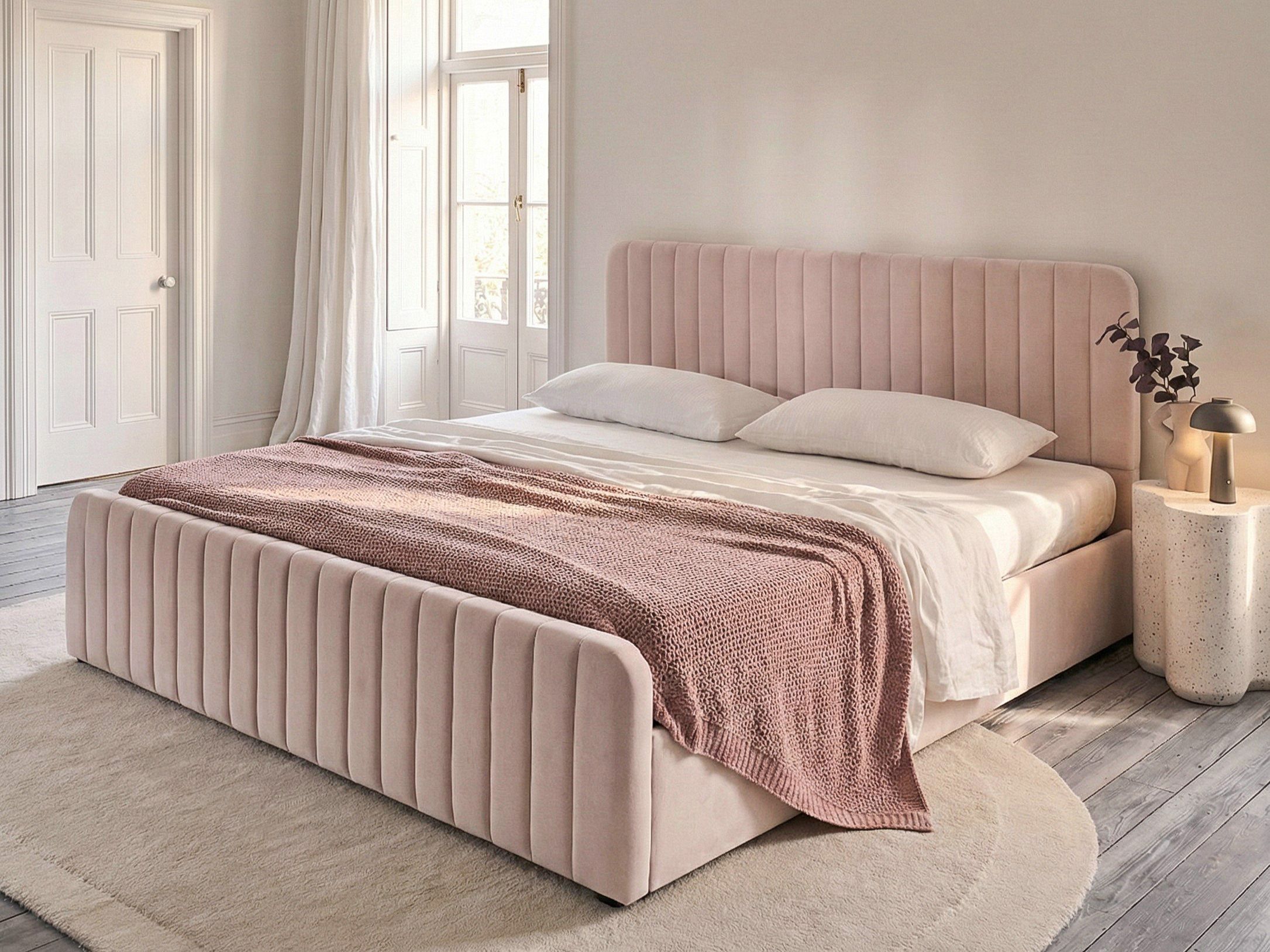 Ottoman Bed LUNAN 180 x 200 cm (EU Super King) Pastel Pink
