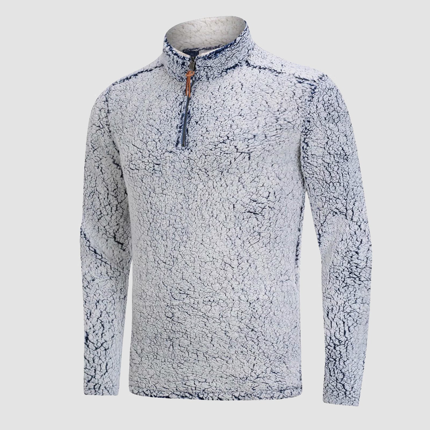 Men's Sherpa Pullover Sweater 1/4 Zip Fuzzy Ultra Soft Fleece Jacket with Pockets for Winter