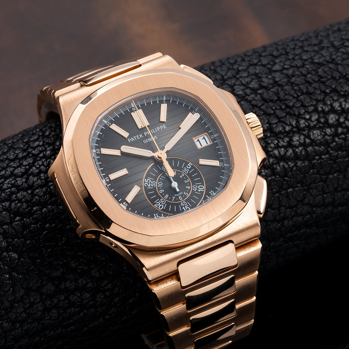 18K Rose Gold Patek Philippe Nautilus 5980 40.5mm Black Gradient Dial(1:1 replica) - Elite Watch Atelier