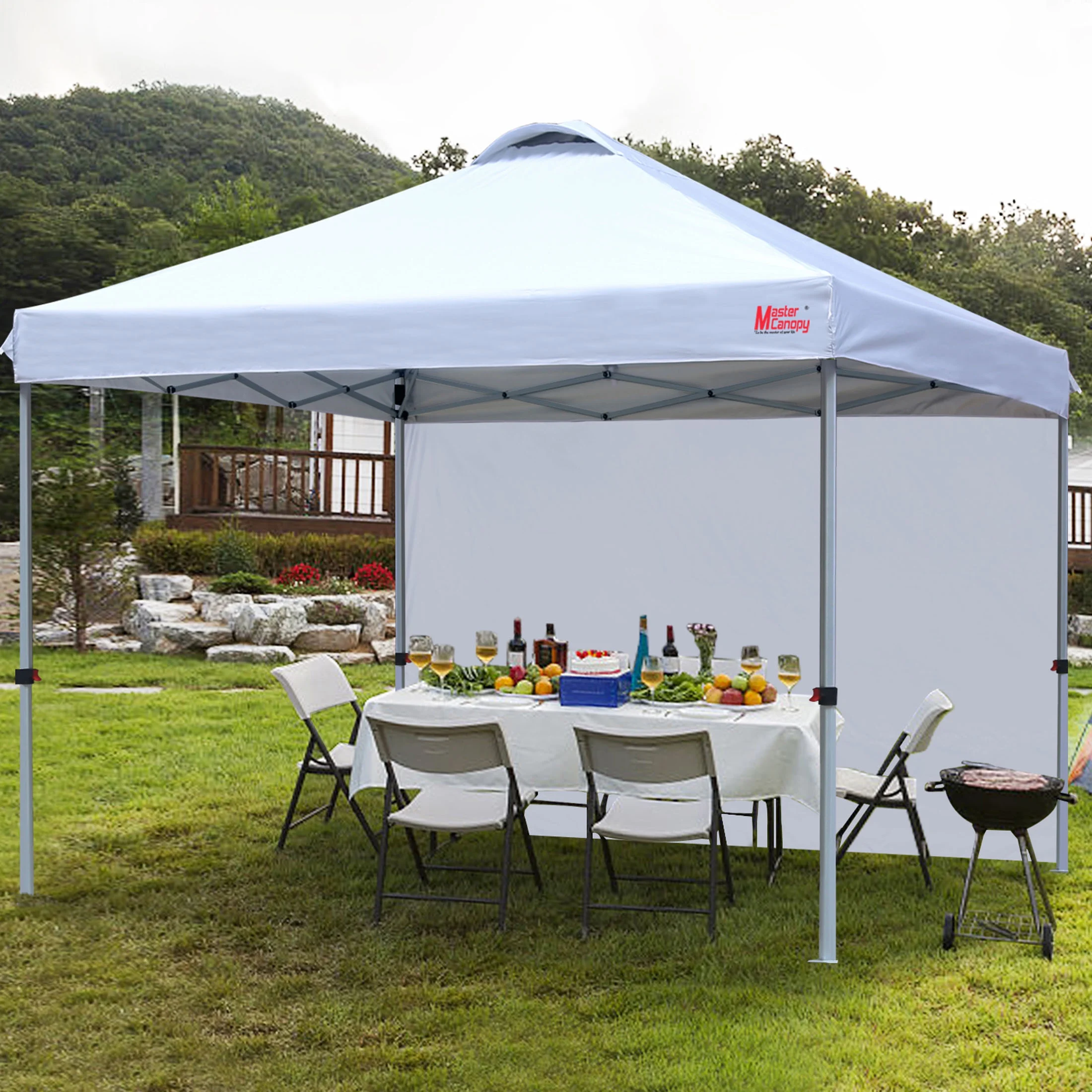 MASTERCANOPY 10' x 10' Easy Pop-up Canopy Tent Outdoor Shade Shelter with 1 Sidewall, White - Image 11
