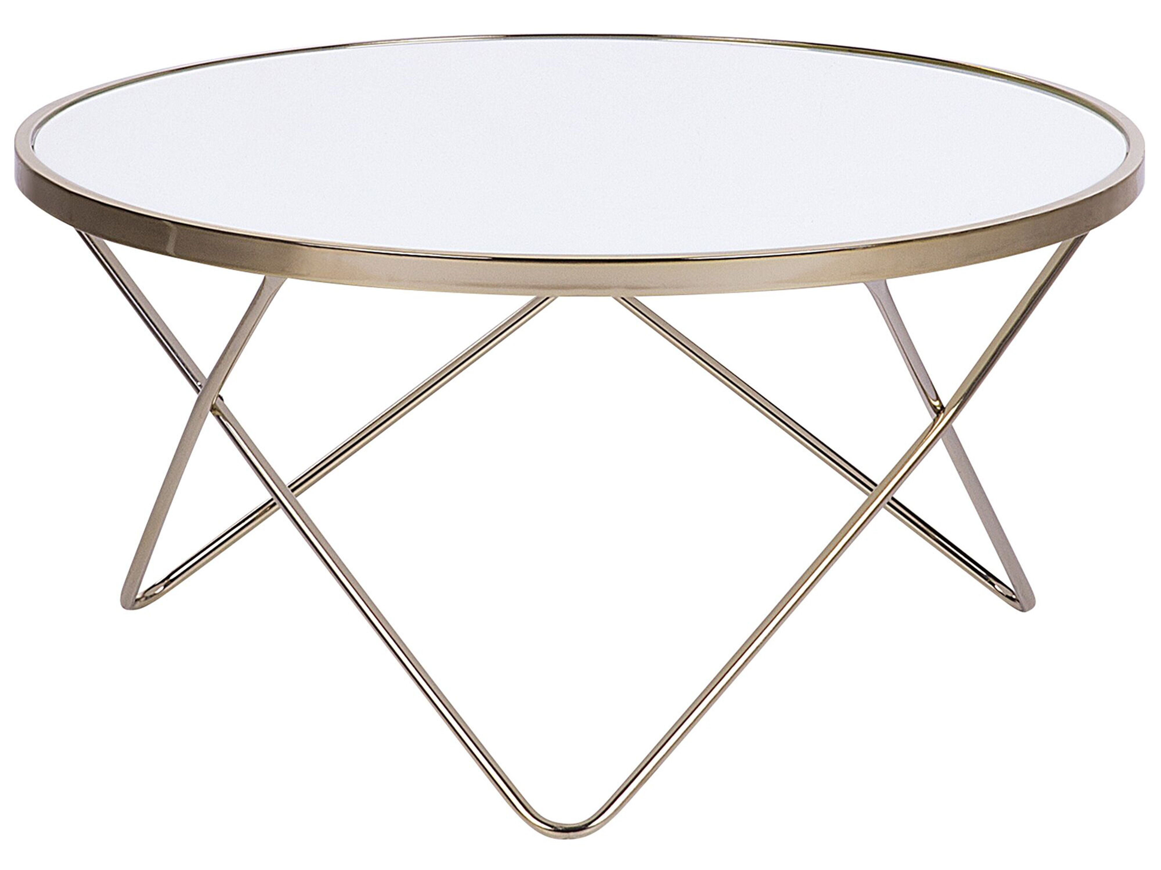 Coffee Table MERIDIAN Tempered Glass White/ Gold