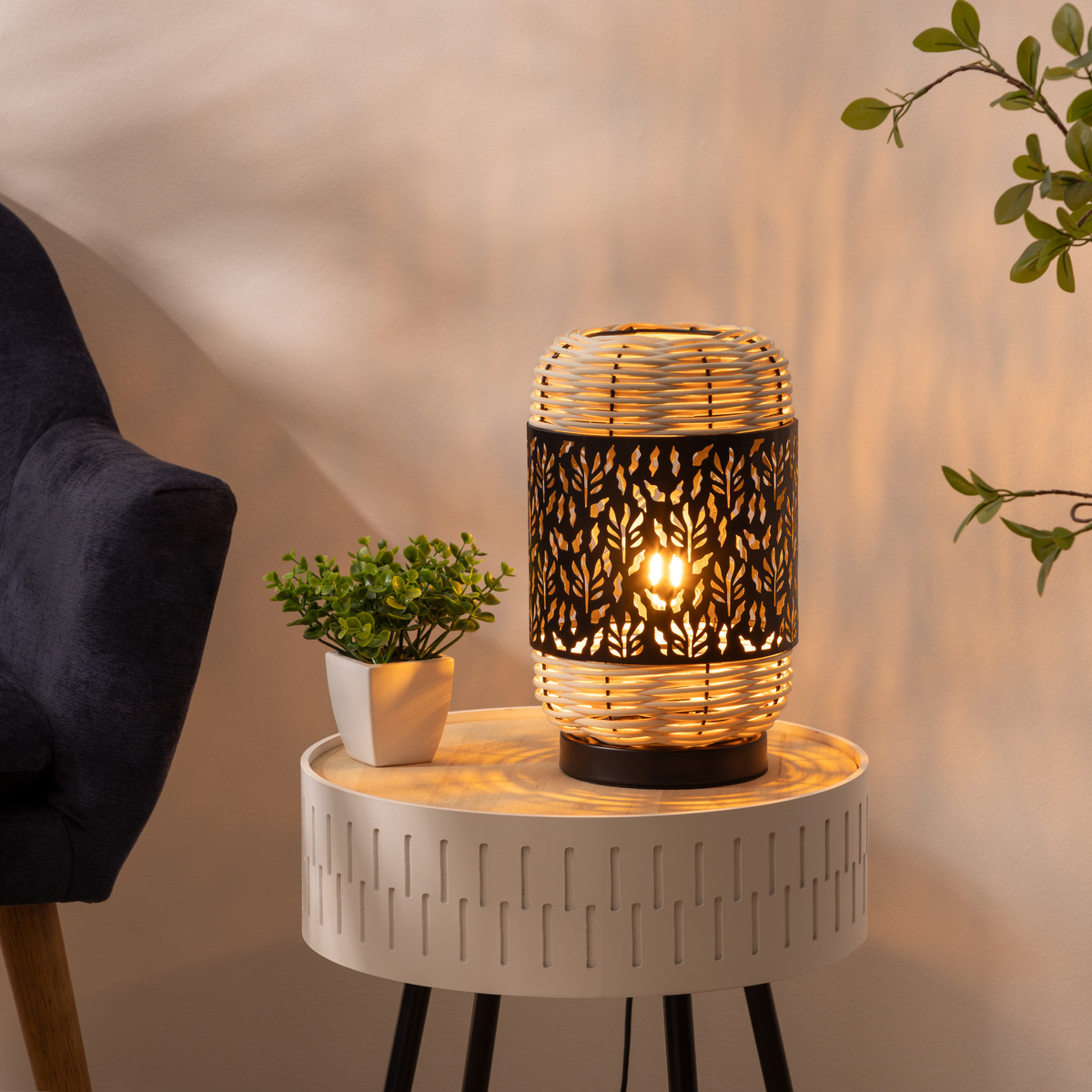 Cylinder lamp "Cosy" Black, H.30 cm