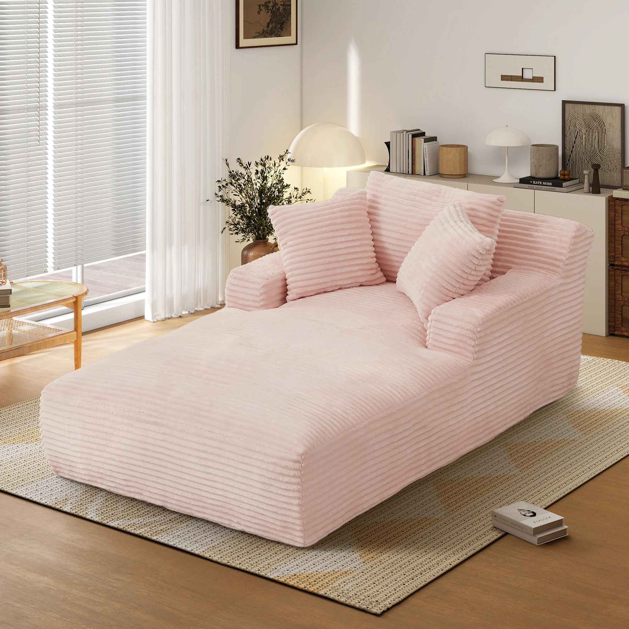 Aukfa 78.7" Extra Long Chaise Lounge Sofa, Oversized Upholstered Couch with 3 Pillows for Indoor Living Room/Bedroom,Orange - Image 28