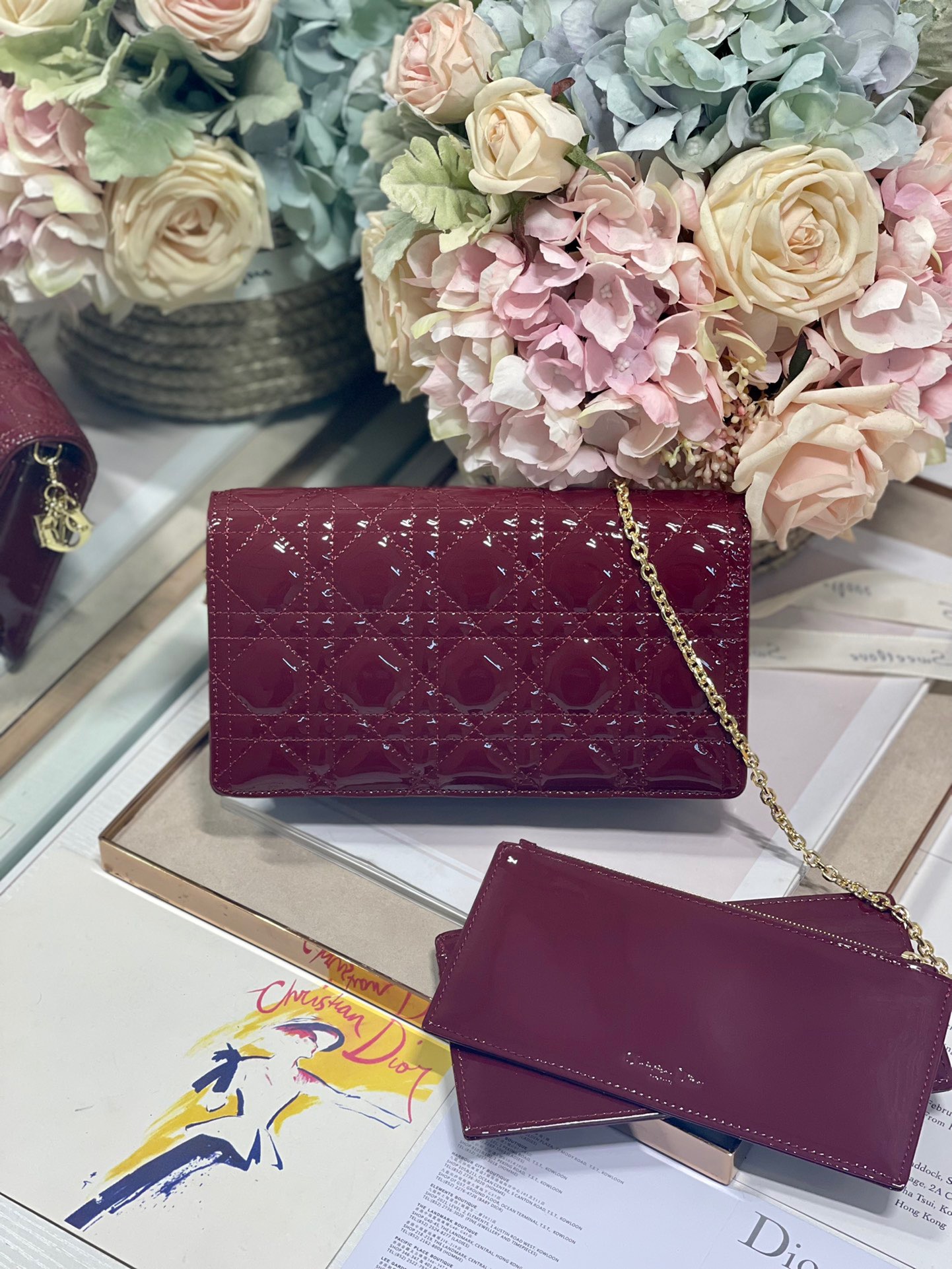 Christian Dior Lady Dior Pouch Maroon, For Women, Women’s Handbags 8.5in/21.5cm CD1:1High-quality replica