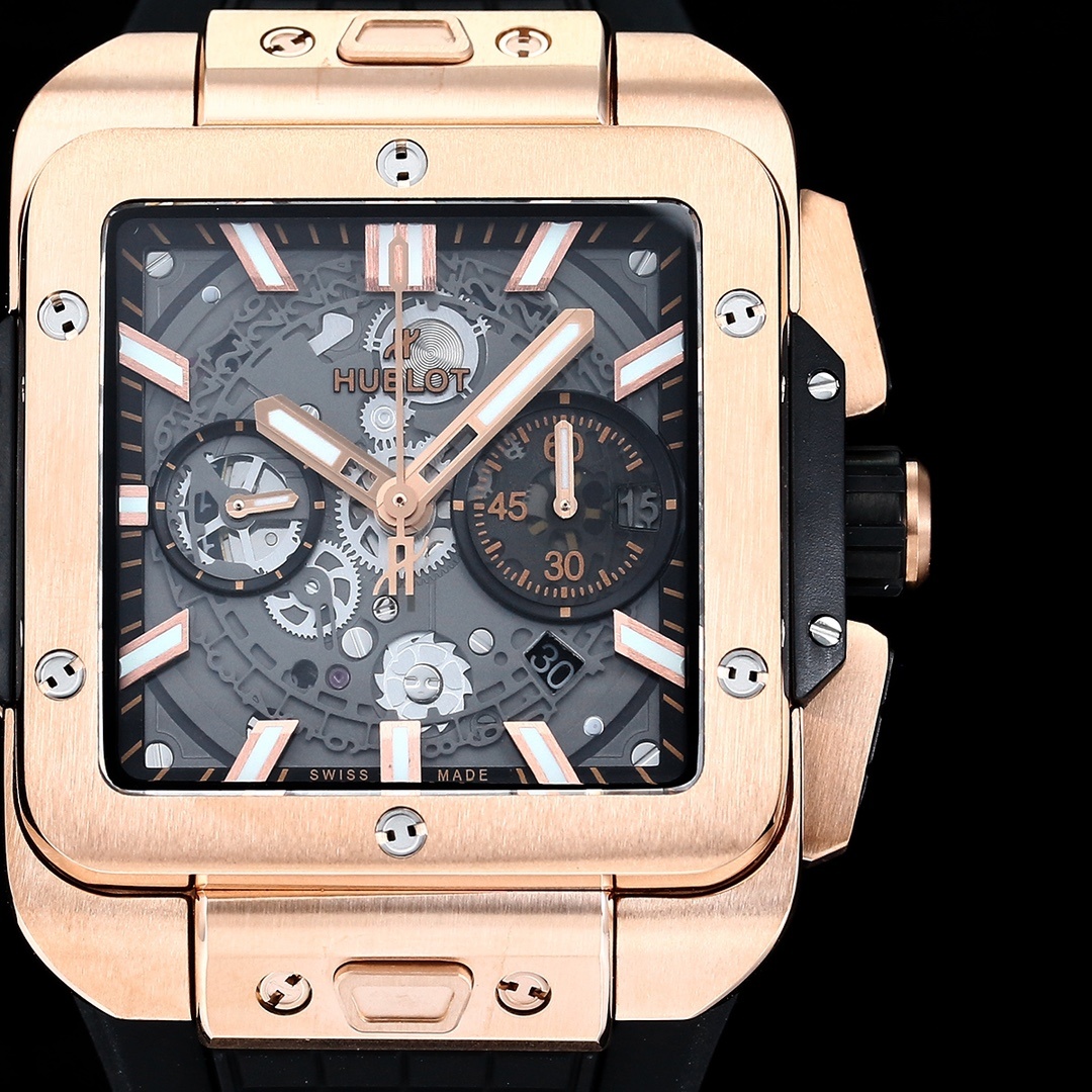 Hublot Big Bang, Square Bang Unico 42mm Textured Rubber Strap(1:1 replica) - Elite Watch Atelier