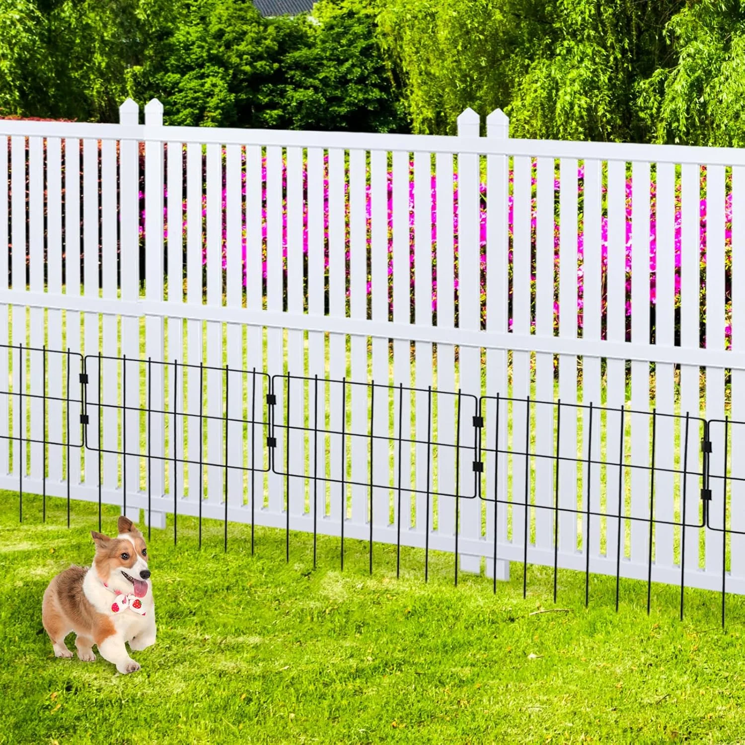 36"W X 45"H Outdoor Privacy Screen, Vinyl Air Conditioner Fence with Metal Stake, No Dig Trash Can Enclosure for Outside- 2 PVC Panels, White, Vertical - Image 18